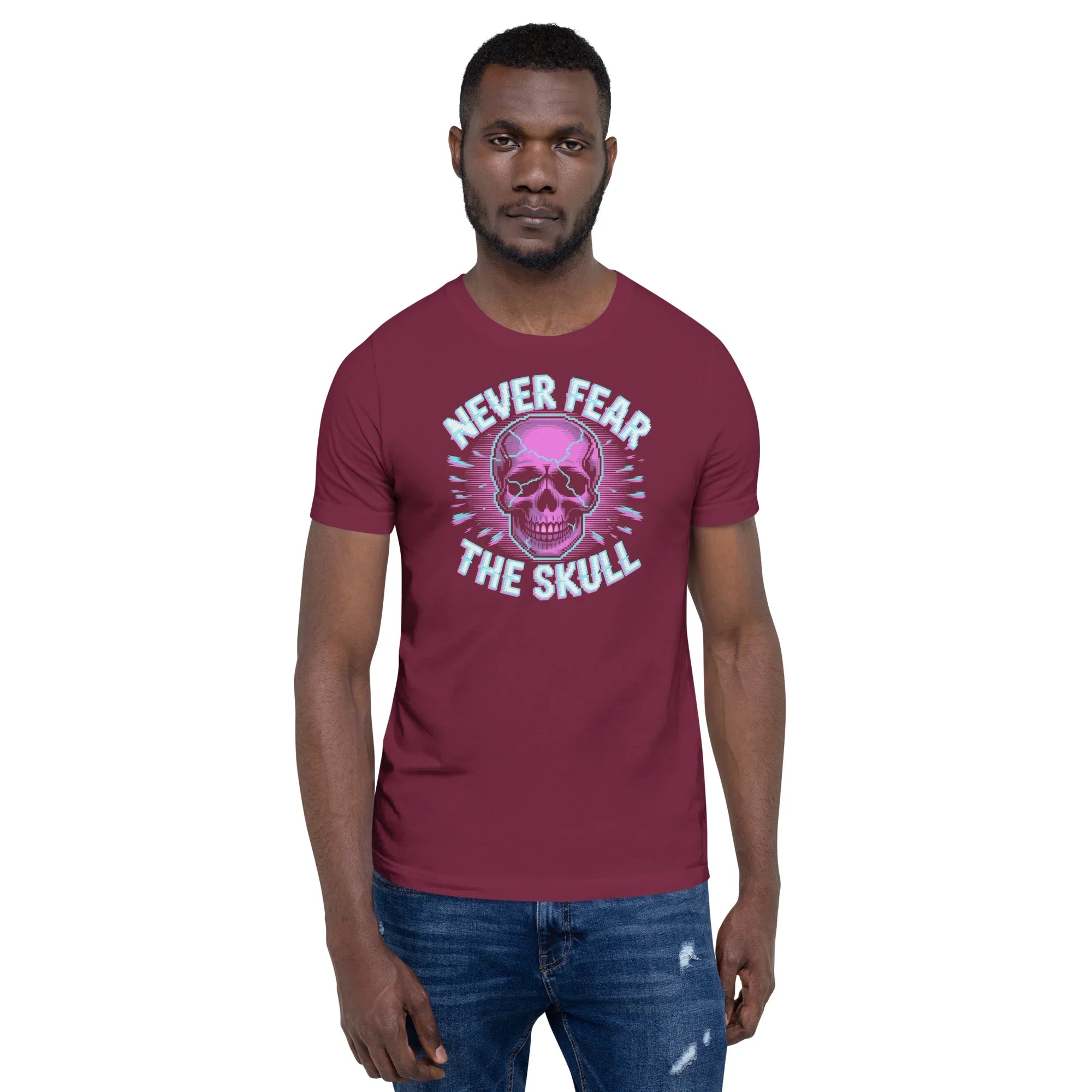 Never Fear The Skull Roguelike Shirt – Neon Pixel Gamer Tee - RaZits