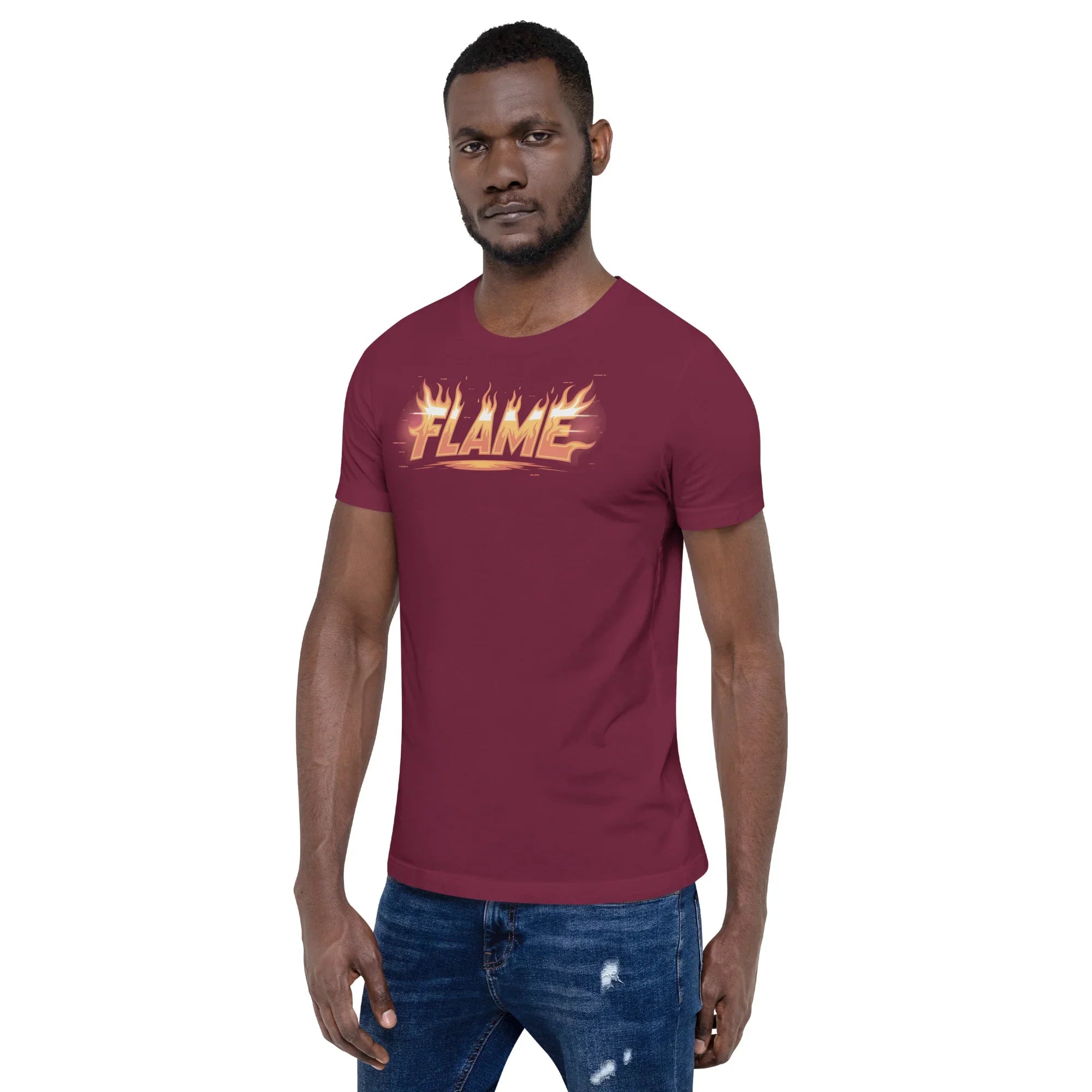 FLAME Graphic Shirt – Fiery Lettering Apparel for Action Fighters - RaZits