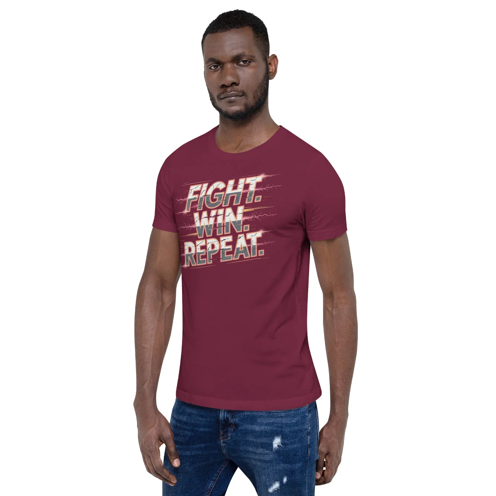 Fight Win Repeat Graphic Tee – Action Loop Battle Design - RaZits