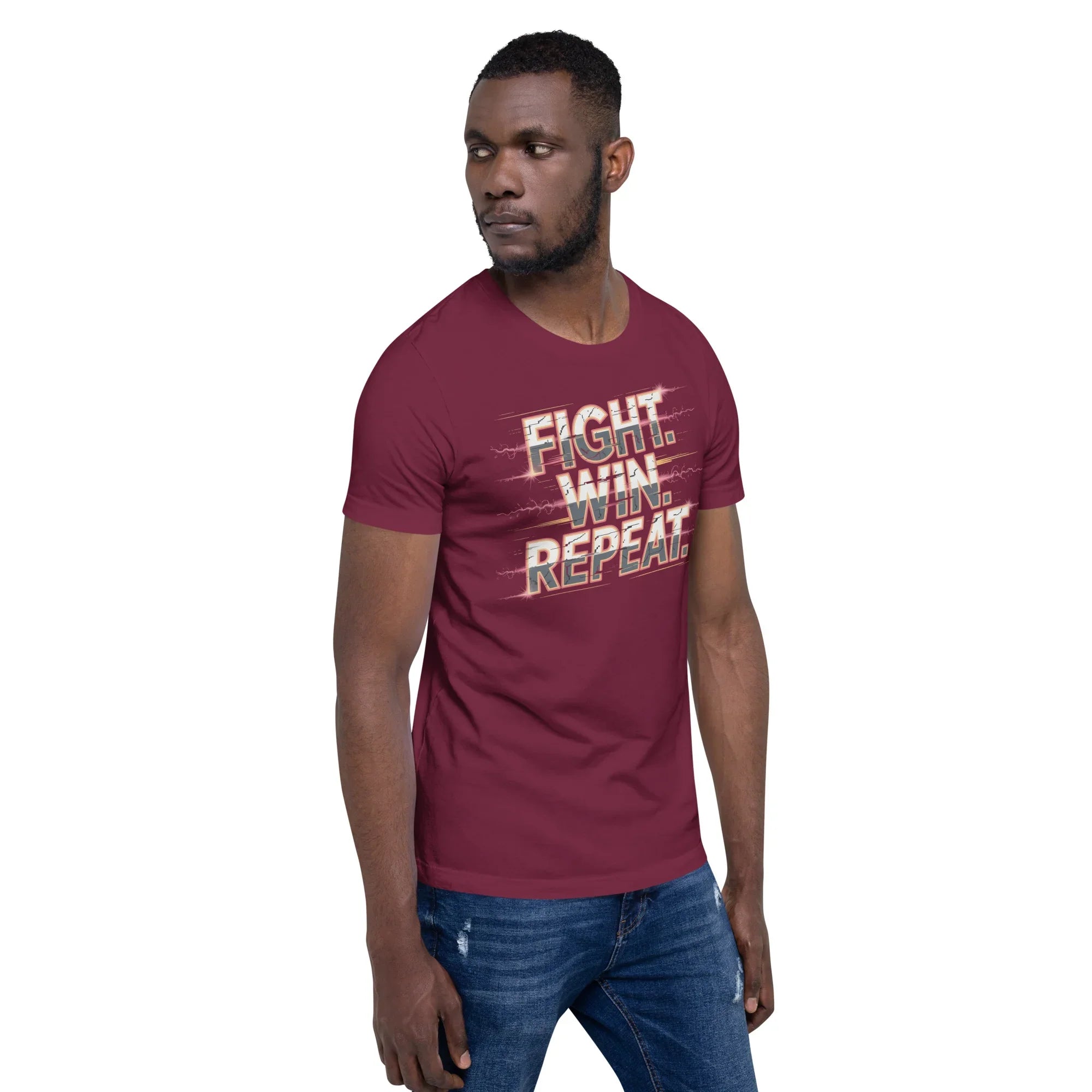 Fight Win Repeat Graphic Tee – Action Loop Battle Design - RaZits