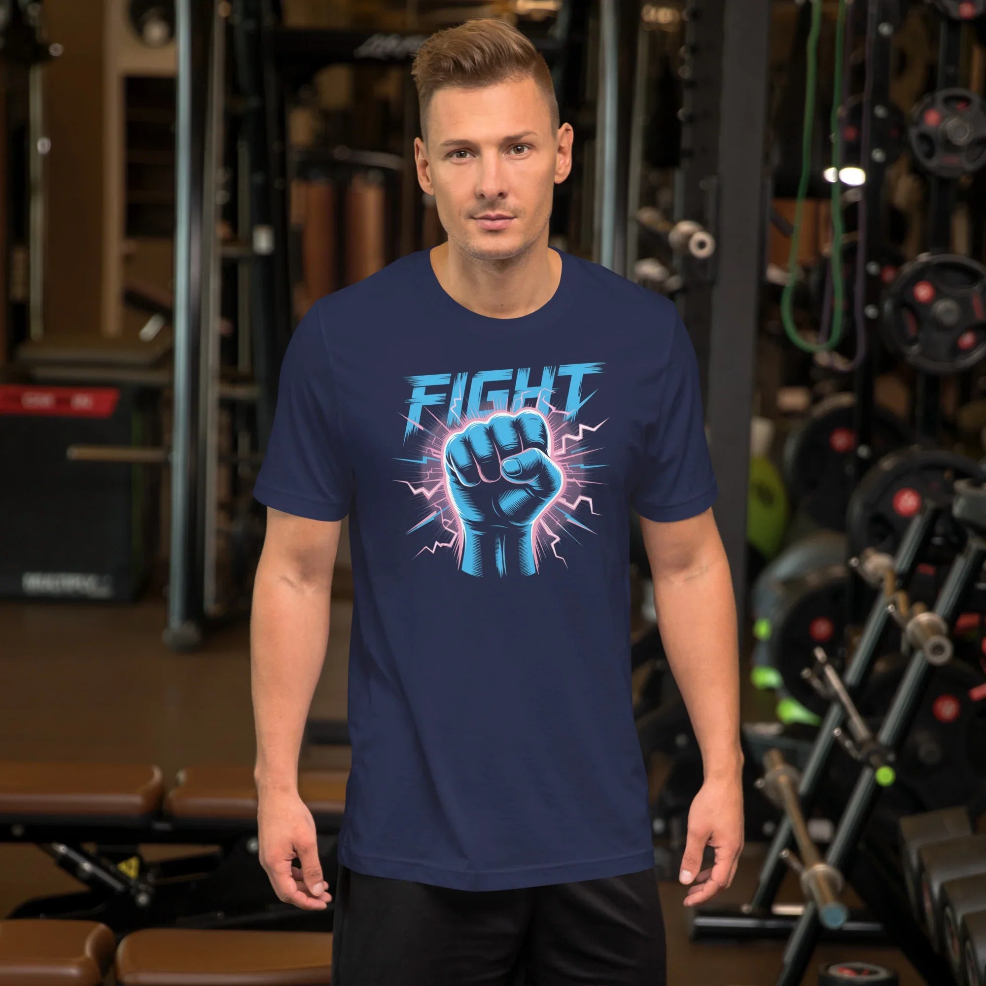 Electric Fist Neon Fight Graphic Tee – Lightning Strike Power Design - RaZits
