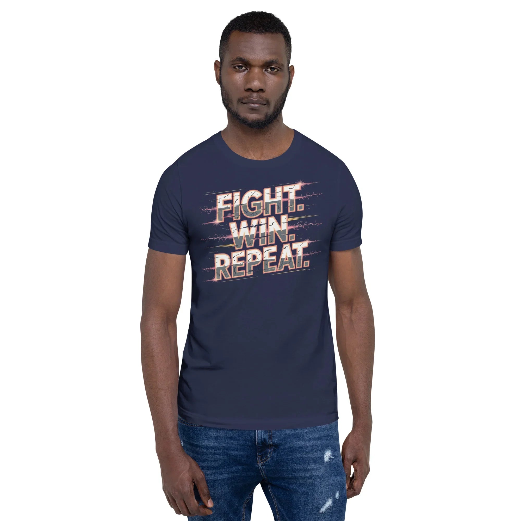 Fight Win Repeat Graphic Tee – Action Loop Battle Design - RaZits