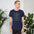 Funny marriage shirt in Navy, front view mockup