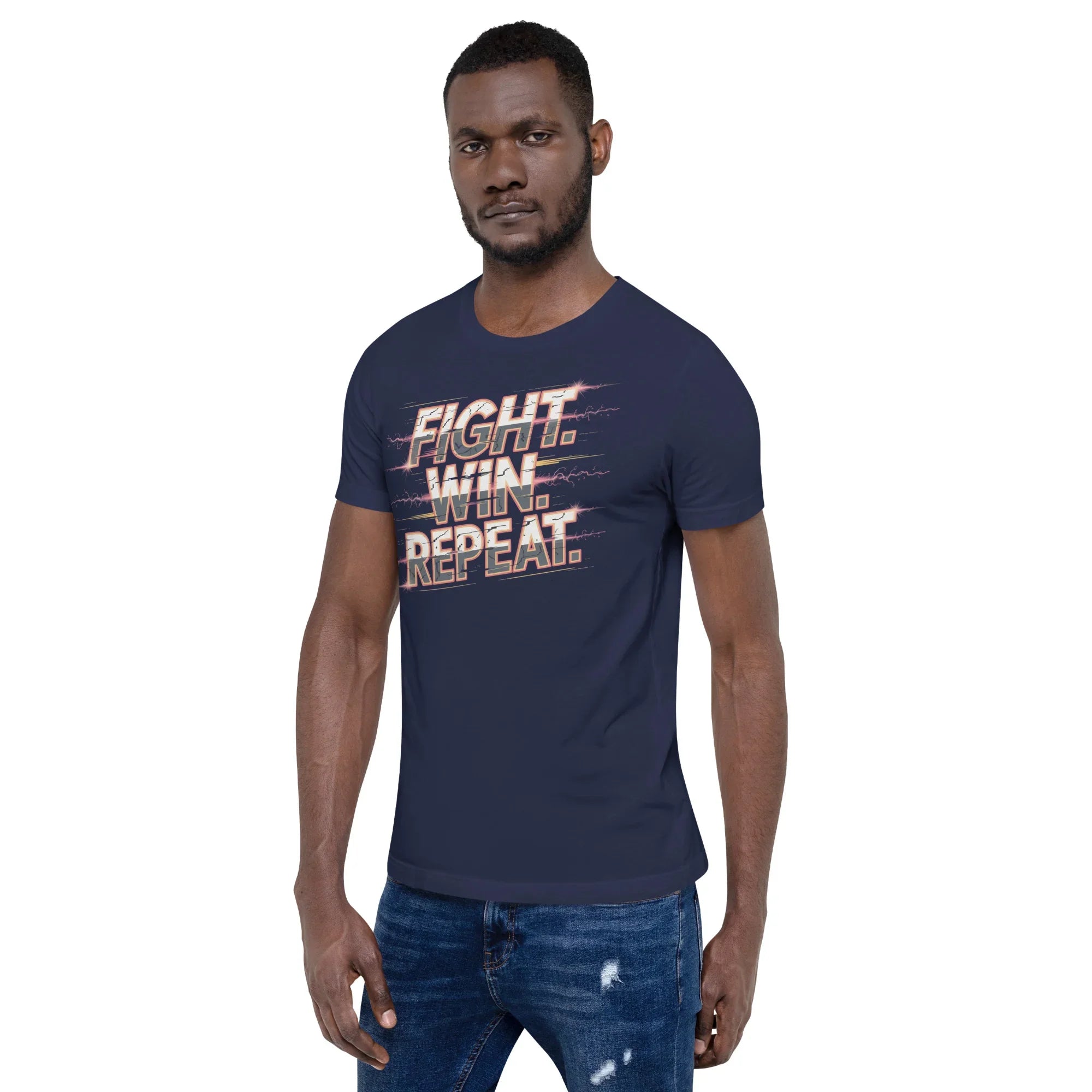 Fight Win Repeat Graphic Tee – Action Loop Battle Design - RaZits