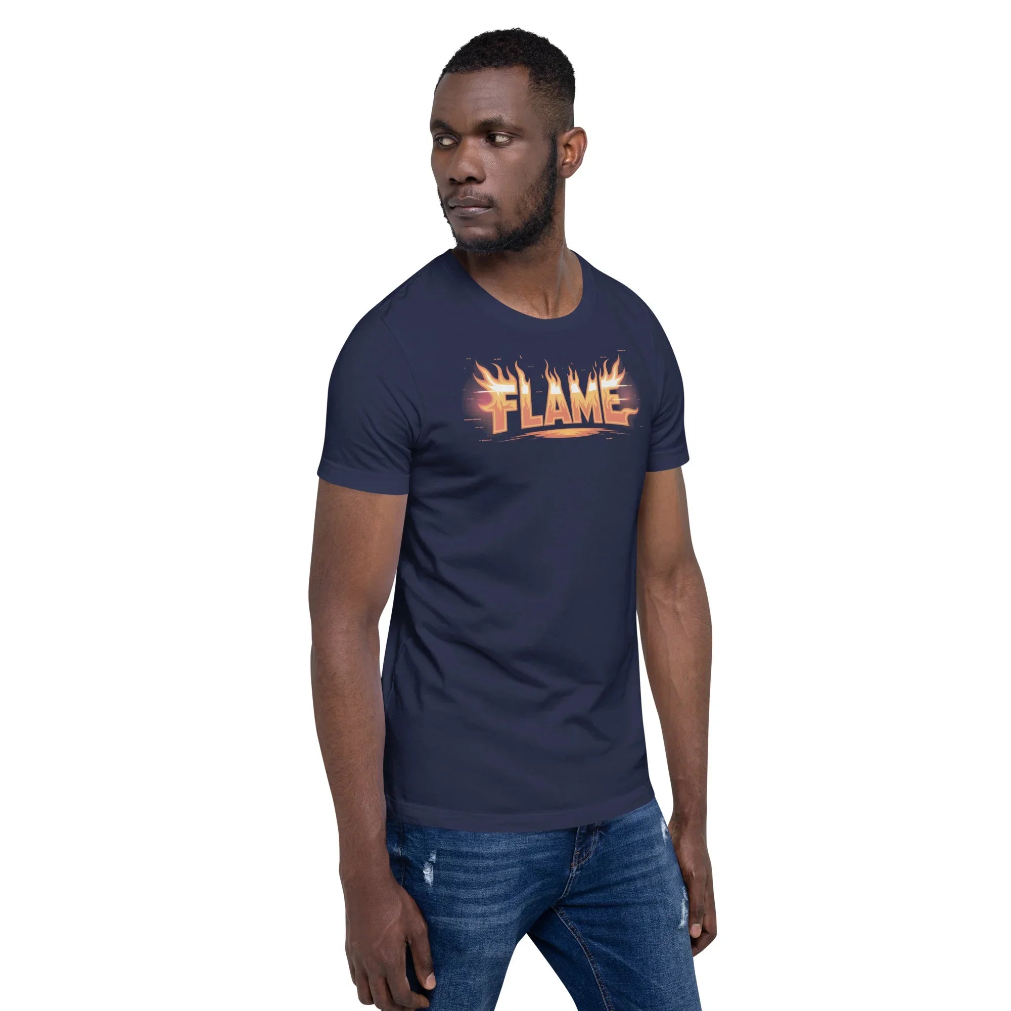 FLAME Graphic Shirt – Fiery Lettering Apparel for Action Fighters - RaZits