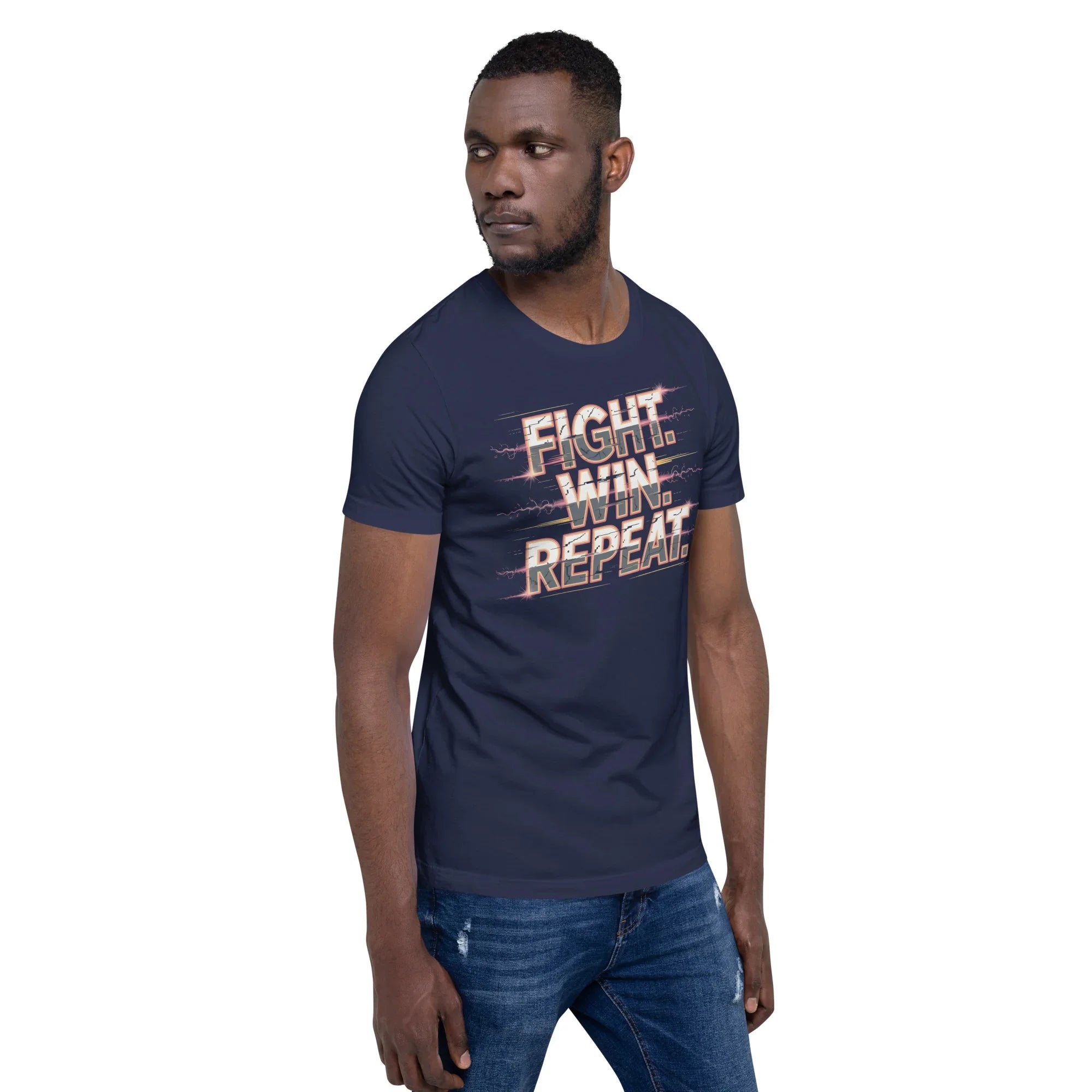 Fight Win Repeat Graphic Tee – Action Loop Battle Design - RaZits