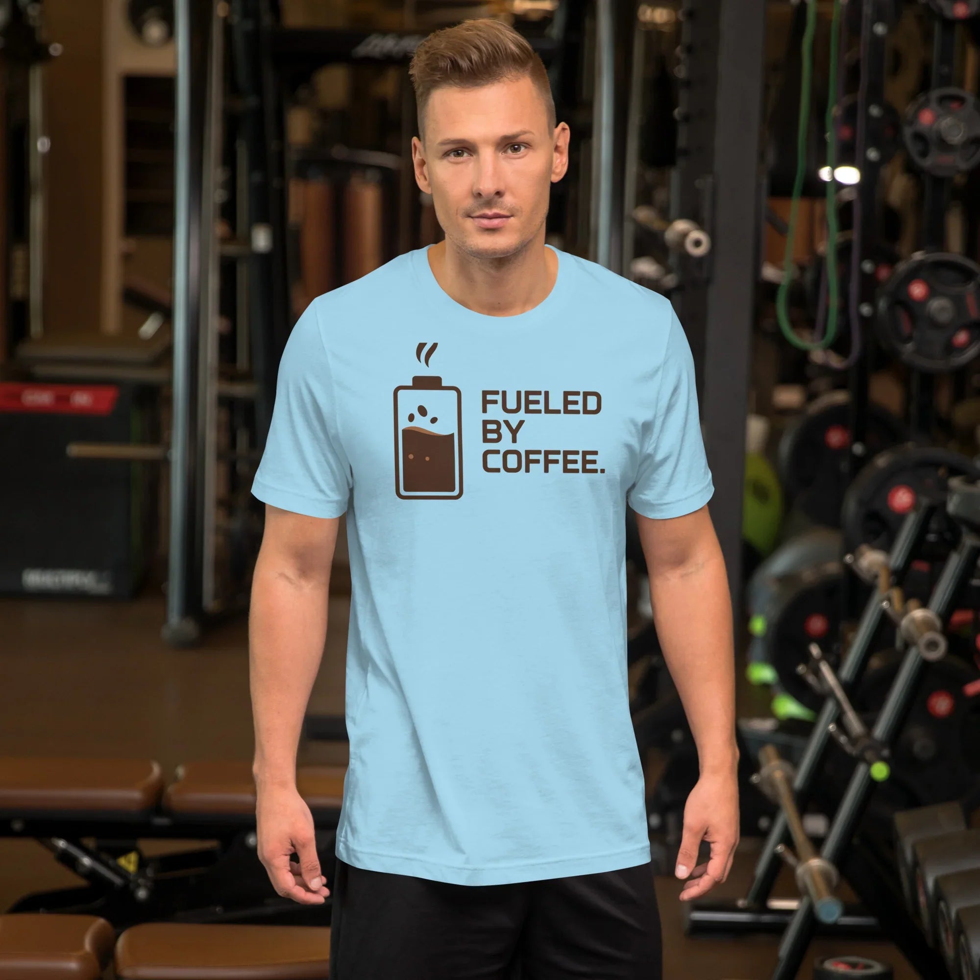 Fueled by Coffee T-Shirt – Battery Power Coffee Graphic - RaZits