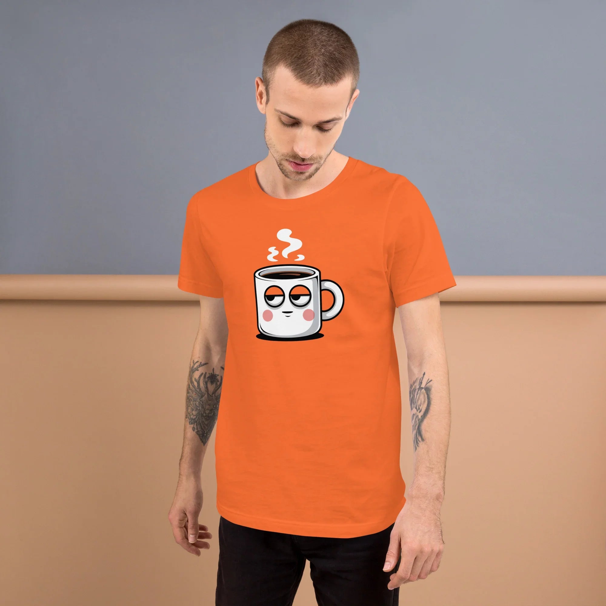 Too Early Face T-Shirt – Sleepy Coffee Mug Graphic - RaZits