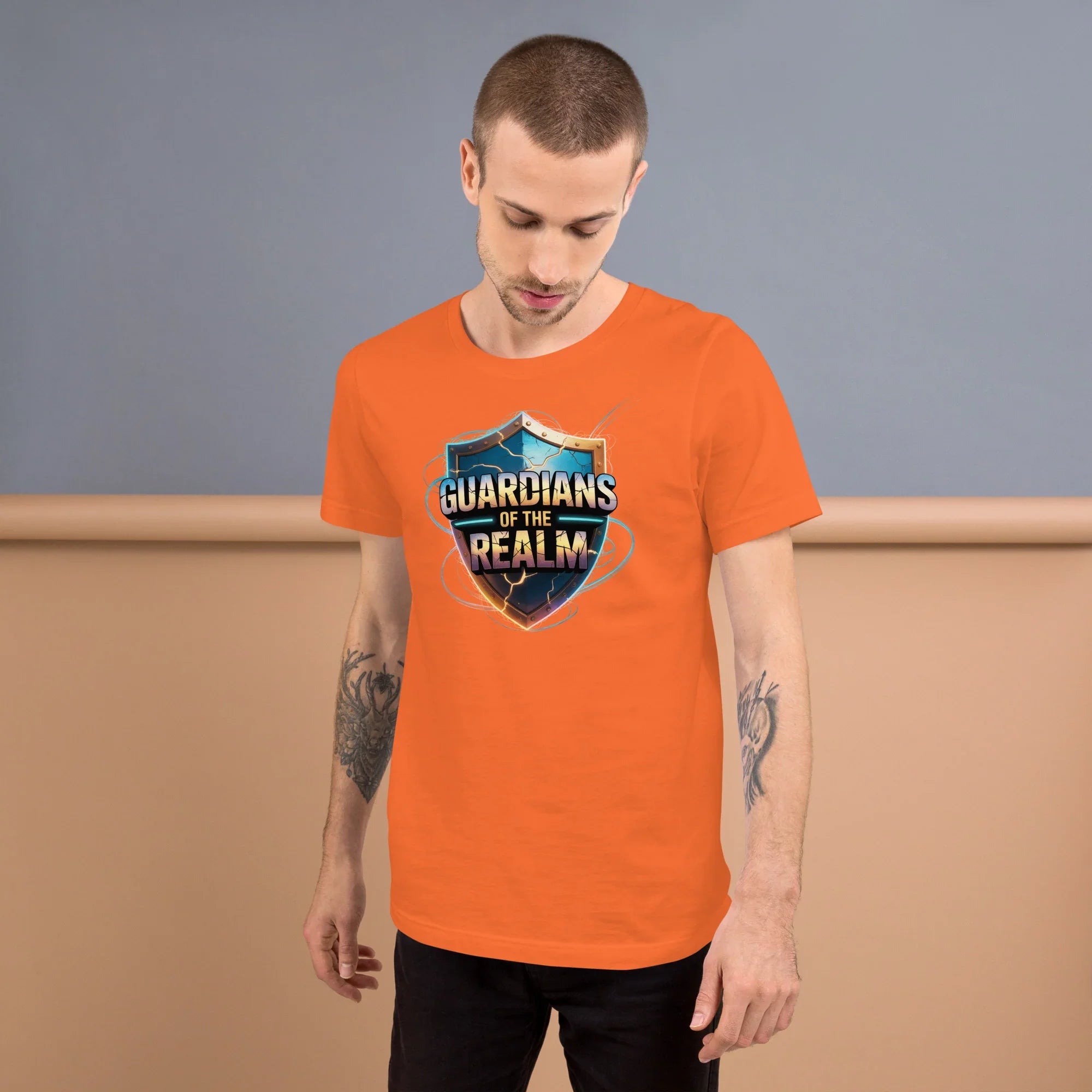 Guardians of the Realm Shirt – Fantasy Warrior T Shirt with Sword and Shield Design - RaZits