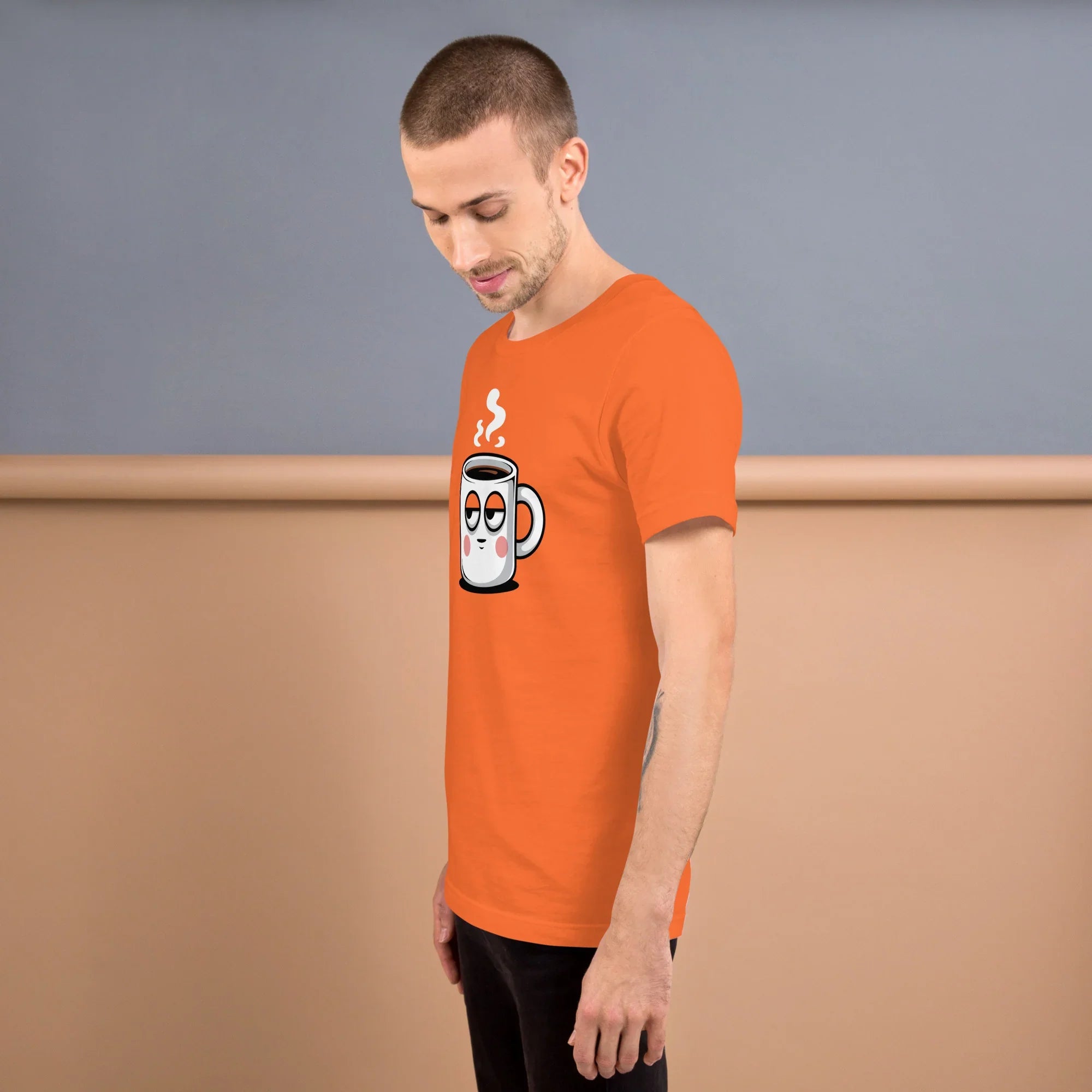 Too Early Face T-Shirt – Sleepy Coffee Mug Graphic - RaZits