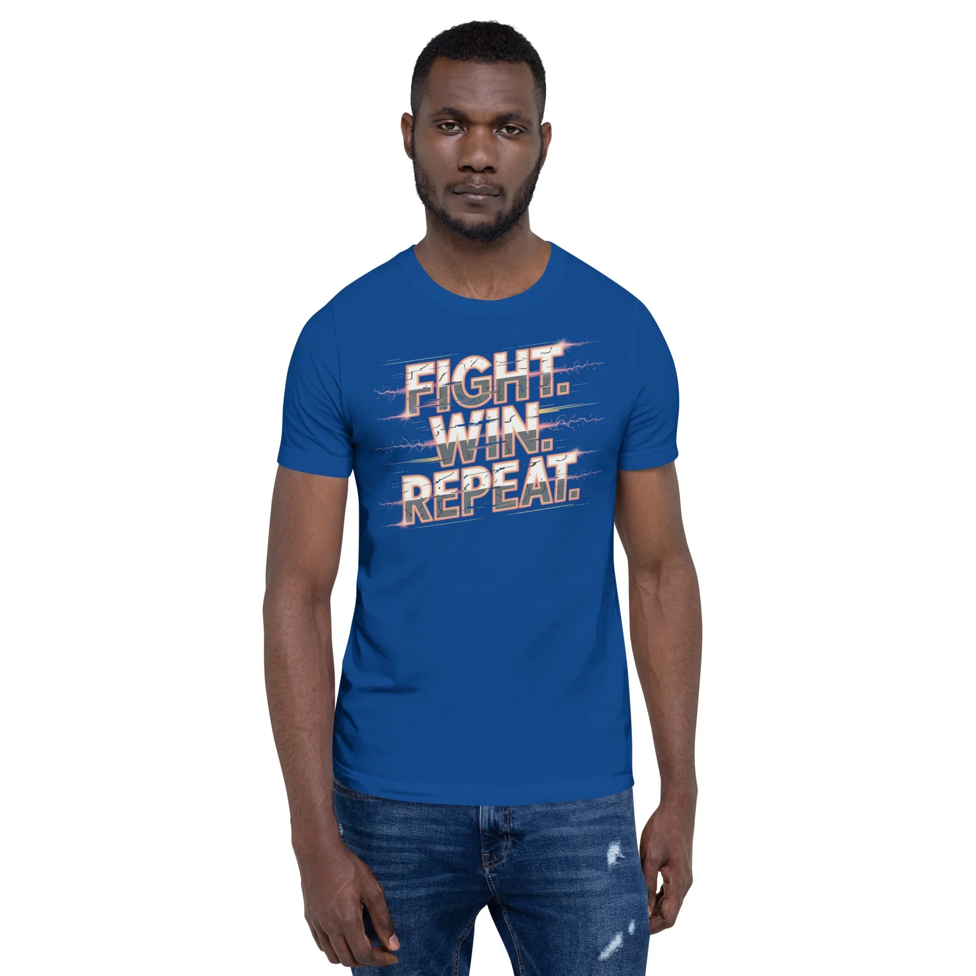 Fight Win Repeat Graphic Tee – Action Loop Battle Design - RaZits
