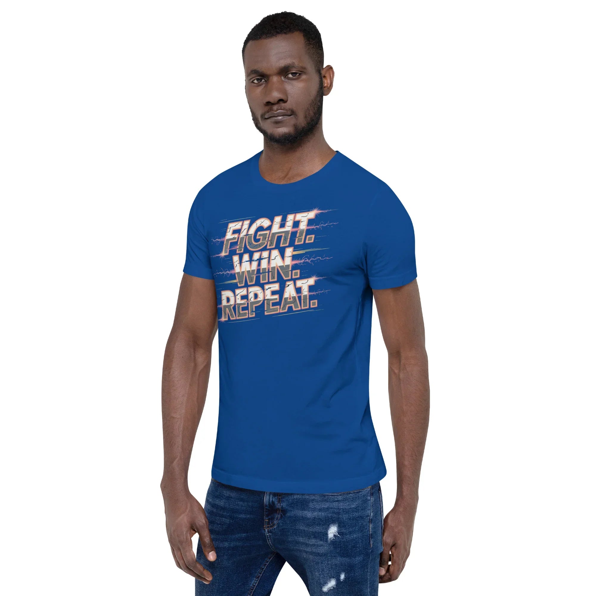 Fight Win Repeat Graphic Tee – Action Loop Battle Design - RaZits
