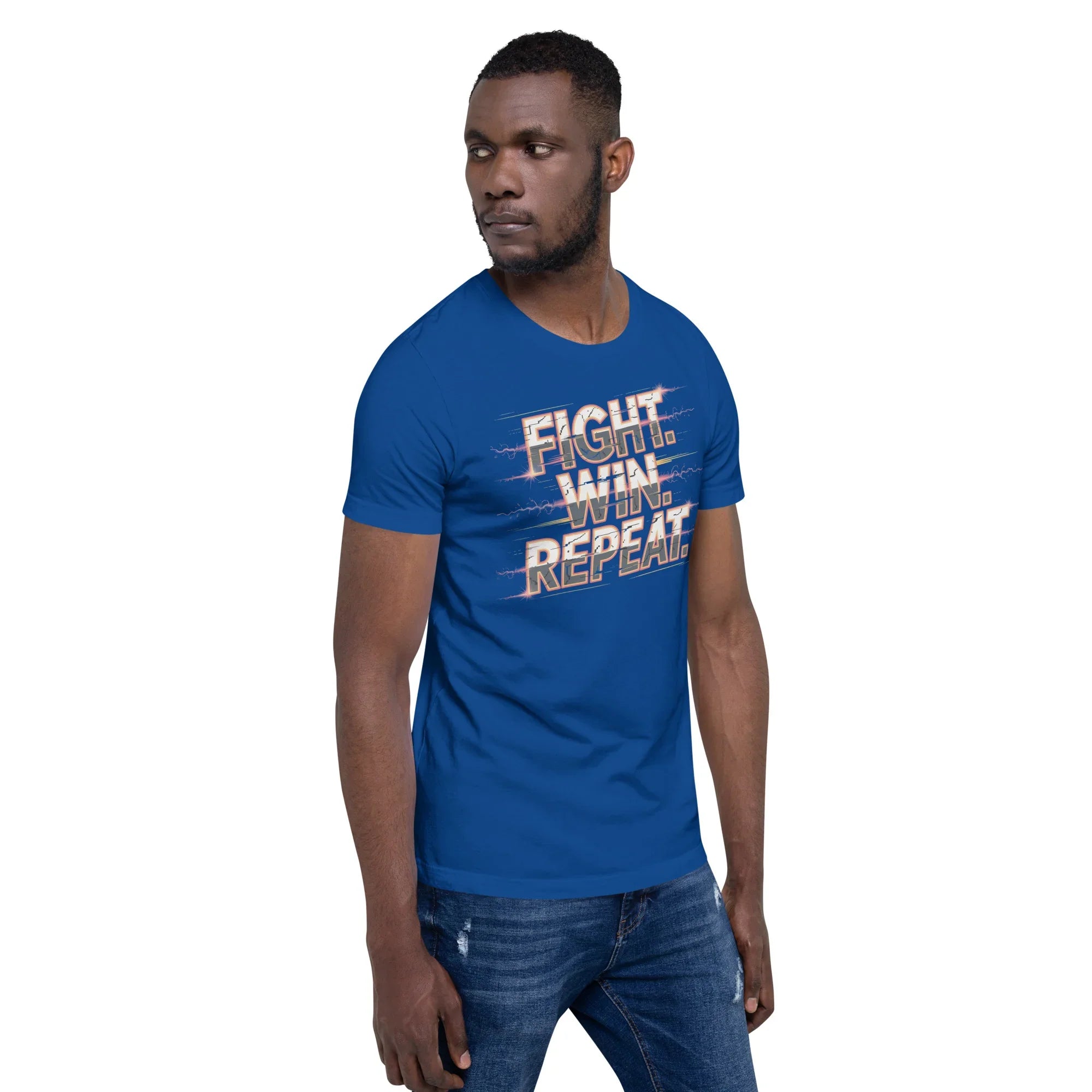 Fight Win Repeat Graphic Tee – Action Loop Battle Design - RaZits
