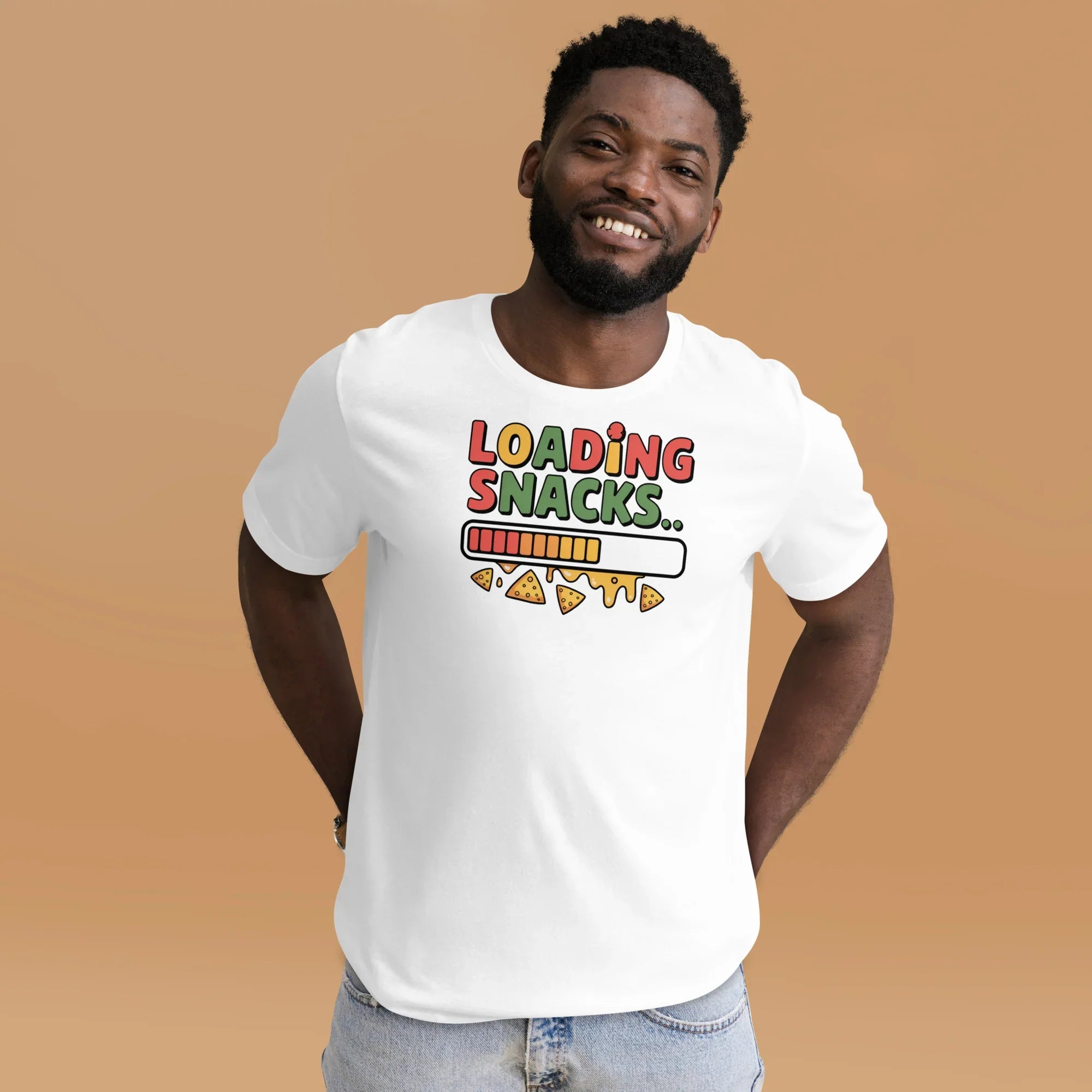 Loading Snacks T-Shirt – Funny Gamer Food Progress Bar - RaZits