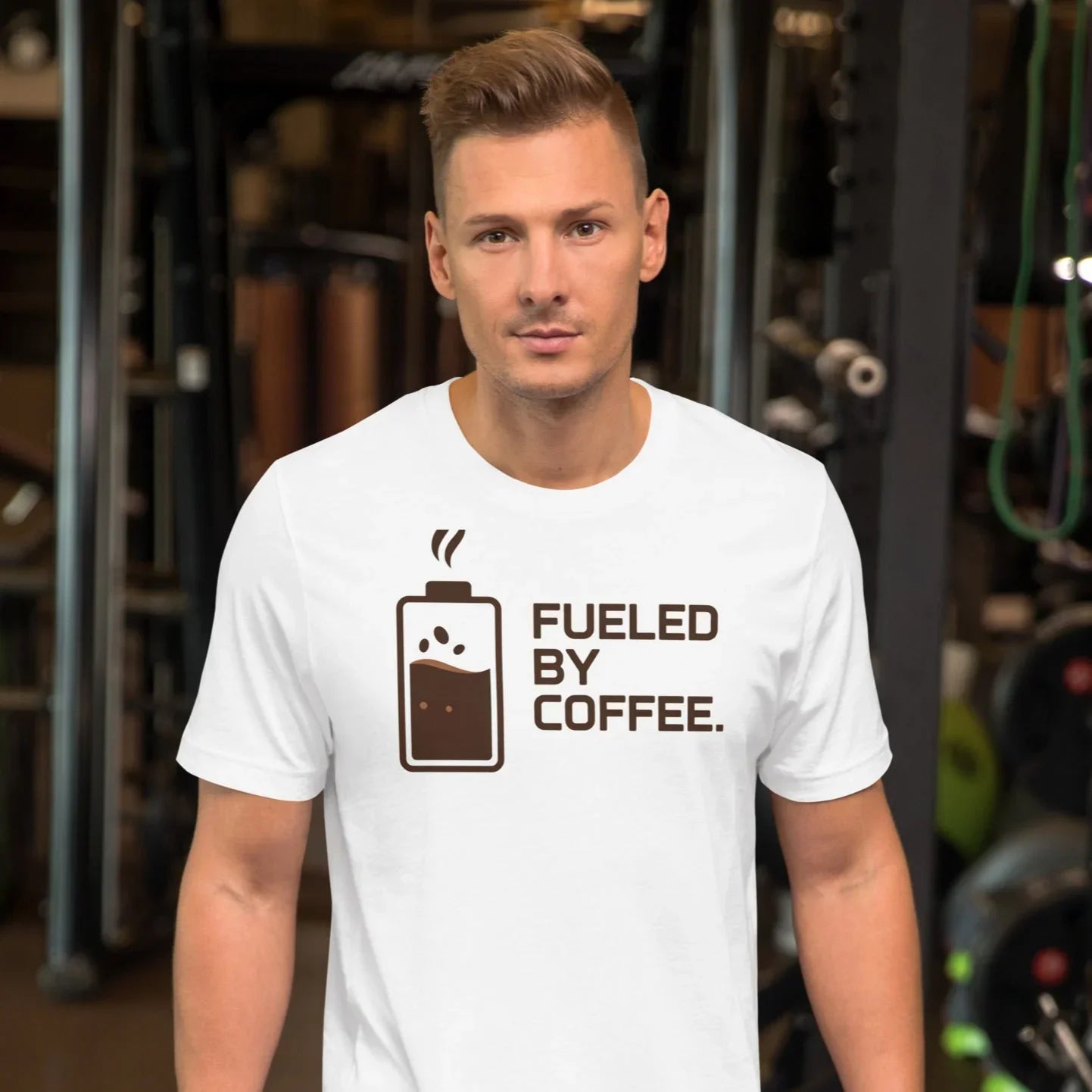 Fueled by Coffee T-Shirt – Battery Power Coffee Graphic - RaZits