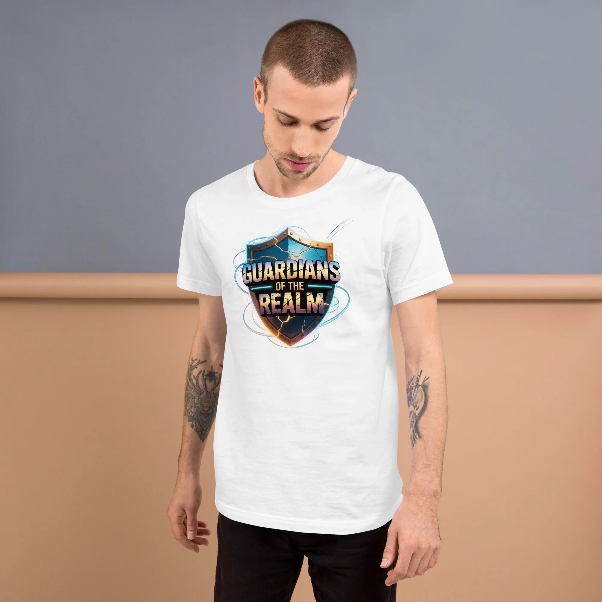Guardians of the Realm Shirt – Fantasy Warrior T Shirt with Sword and Shield Design - RaZits