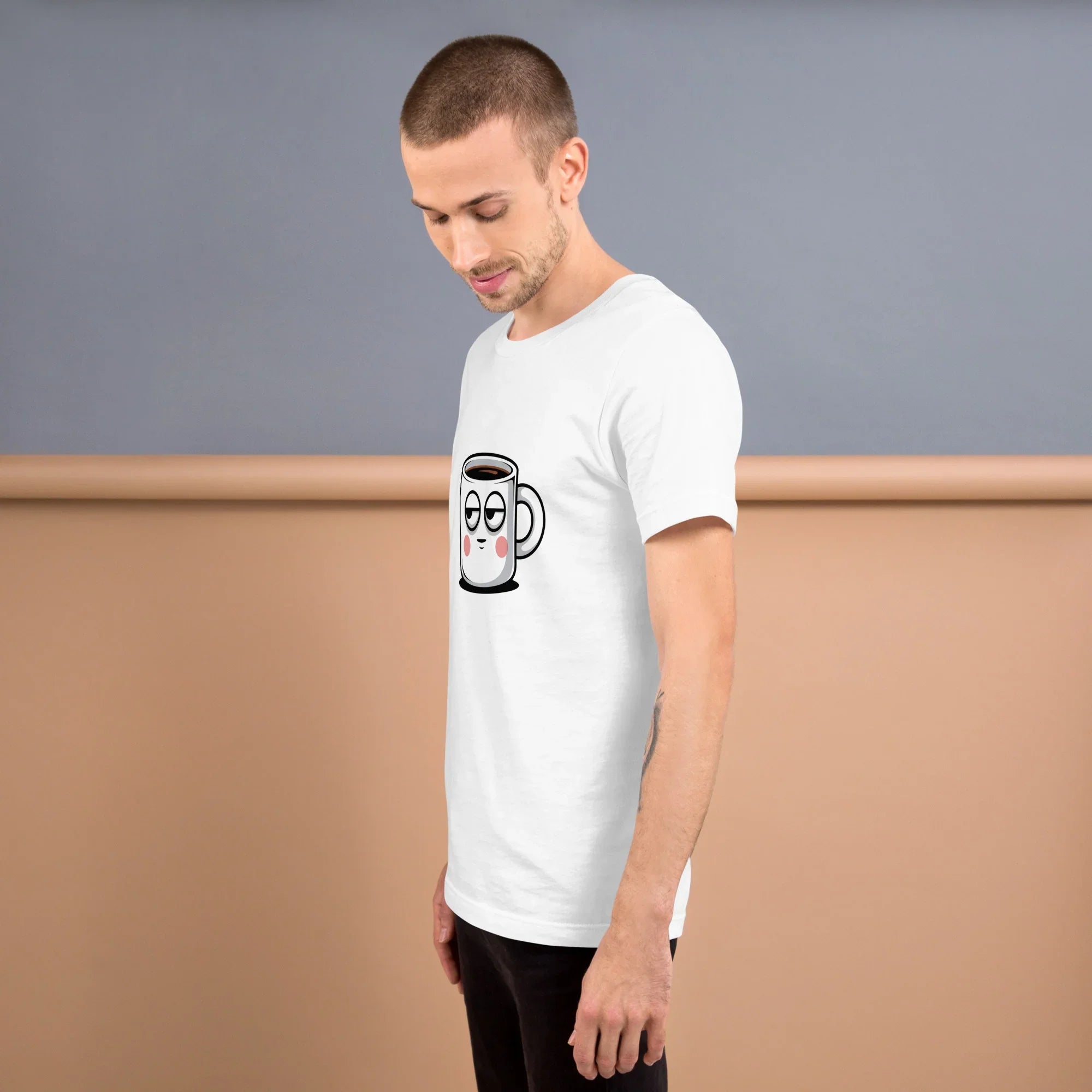 Too Early Face T-Shirt – Sleepy Coffee Mug Graphic - RaZits