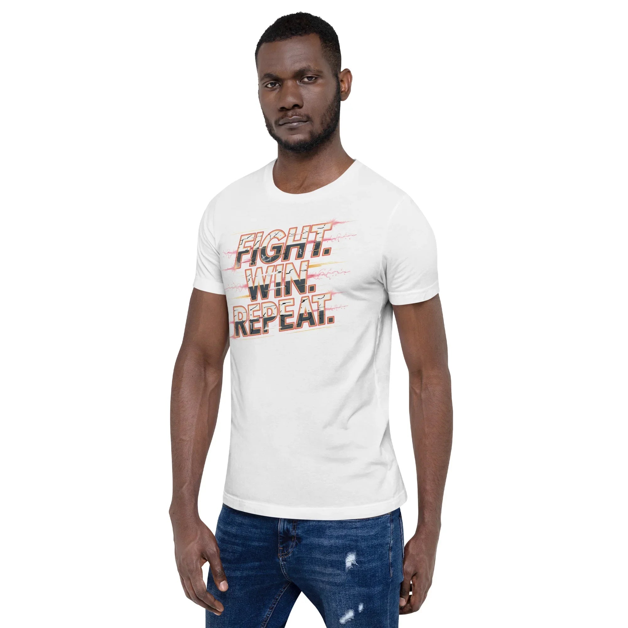 Fight Win Repeat Graphic Tee – Action Loop Battle Design - RaZits