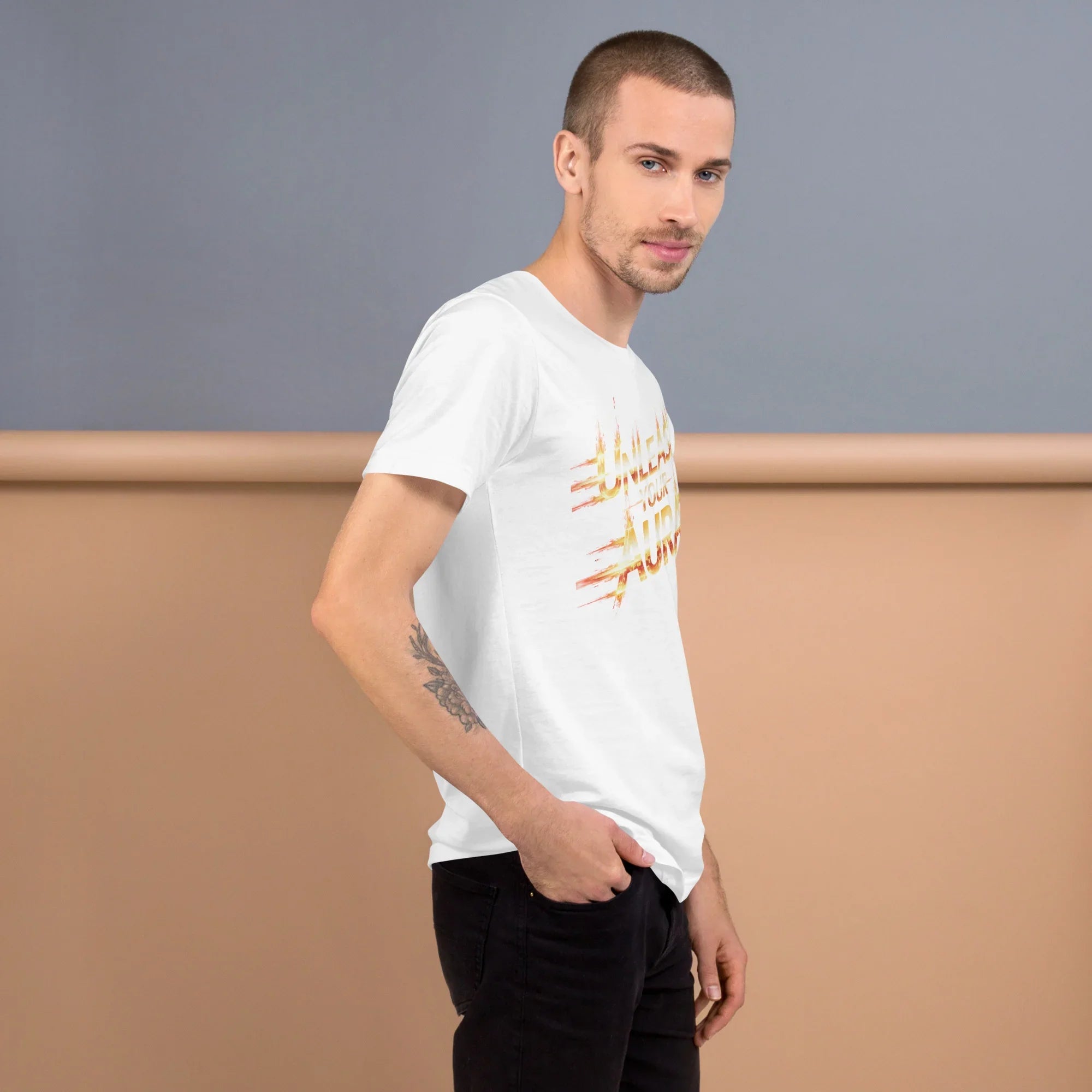 Unleash Your Aura Graphic Tee – Fiery Energy Burst Design - RaZits