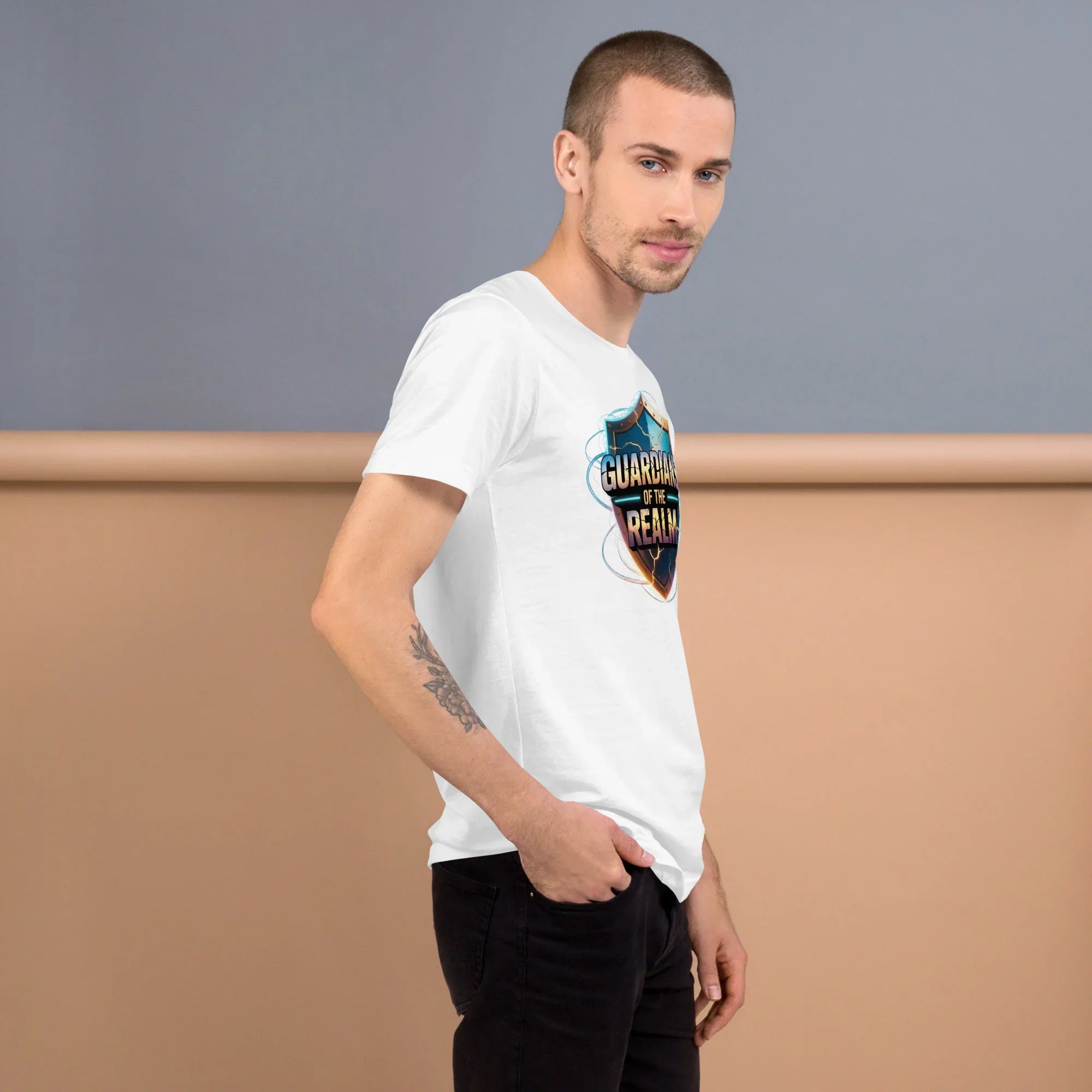 Guardians of the Realm Shirt – Fantasy Warrior T Shirt with Sword and Shield Design - RaZits