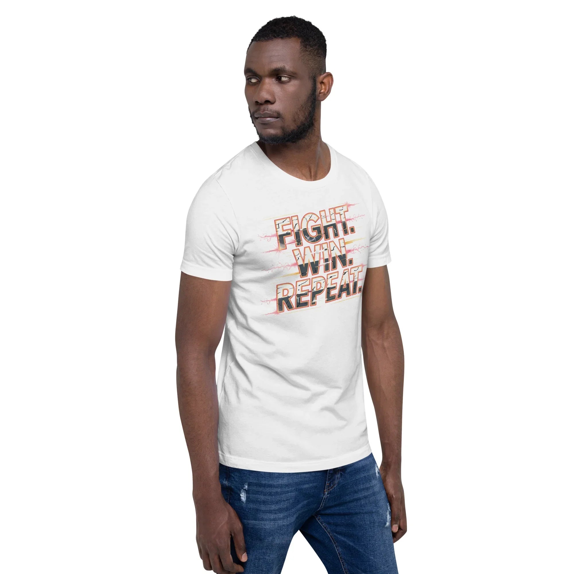 Fight Win Repeat Graphic Tee – Action Loop Battle Design - RaZits