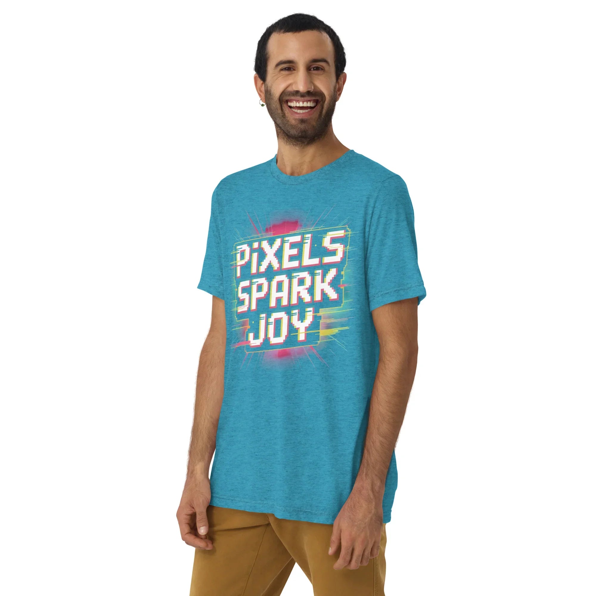 Pixels Spark Joy Pixel Gaming T Shirt – Retro Arcade Shooter Glitch Art Tee - RaZits
