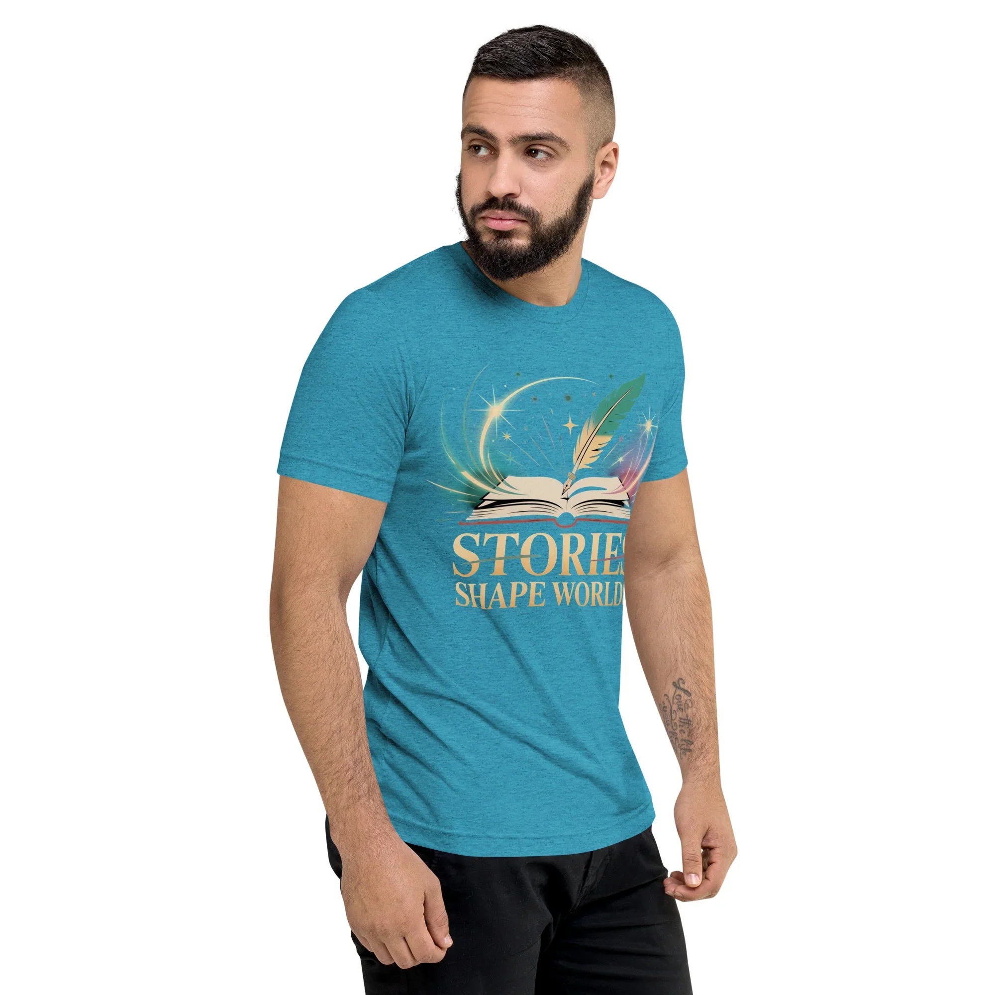 Storytelling T-Shirt – “Stories Shape Worlds” Fantasy Adventure Design - RaZits