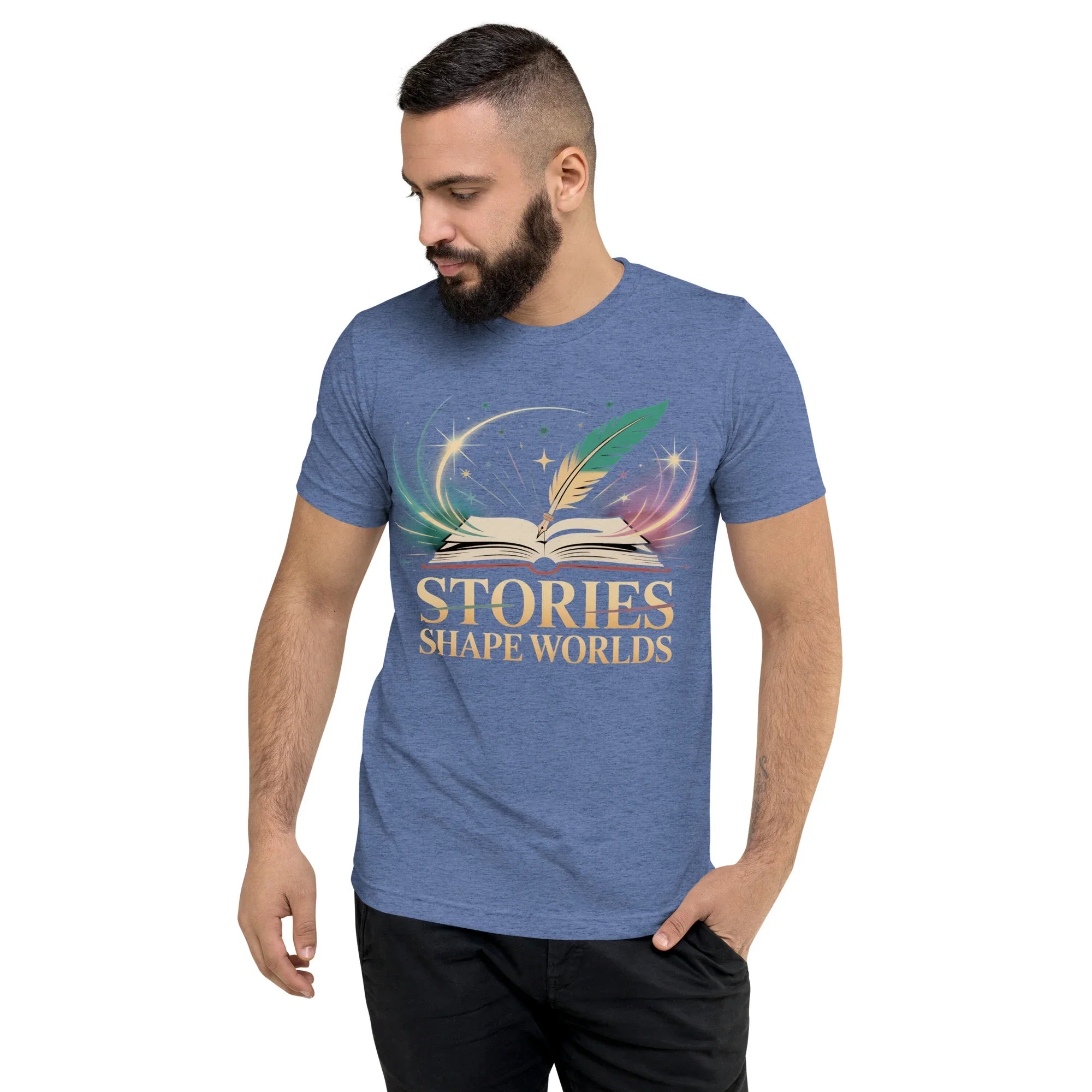 Storytelling T-Shirt – “Stories Shape Worlds” Fantasy Adventure Design - RaZits