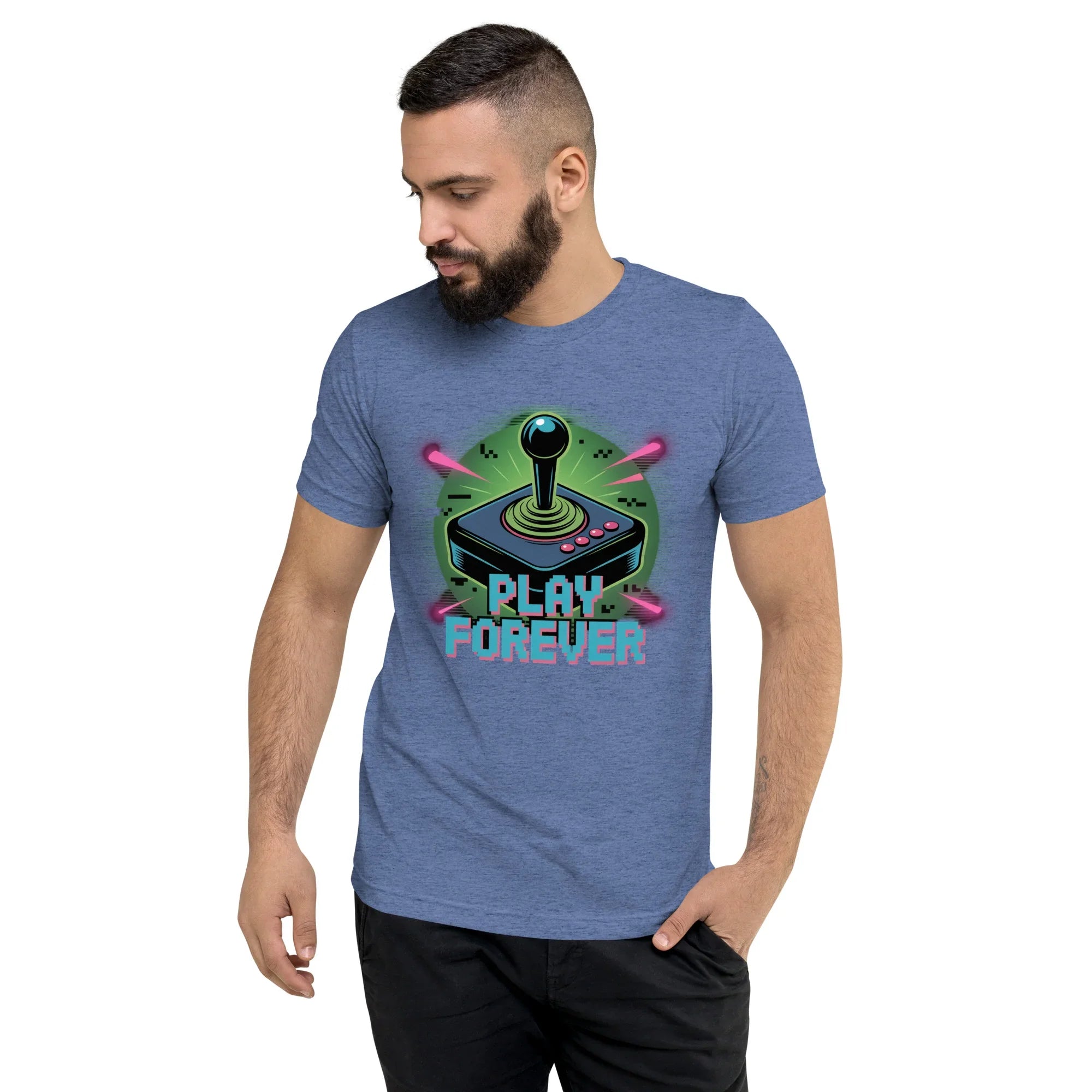 Play Forever Arcade Joystick T Shirt – Retro Shooter Gaming Tee - RaZits