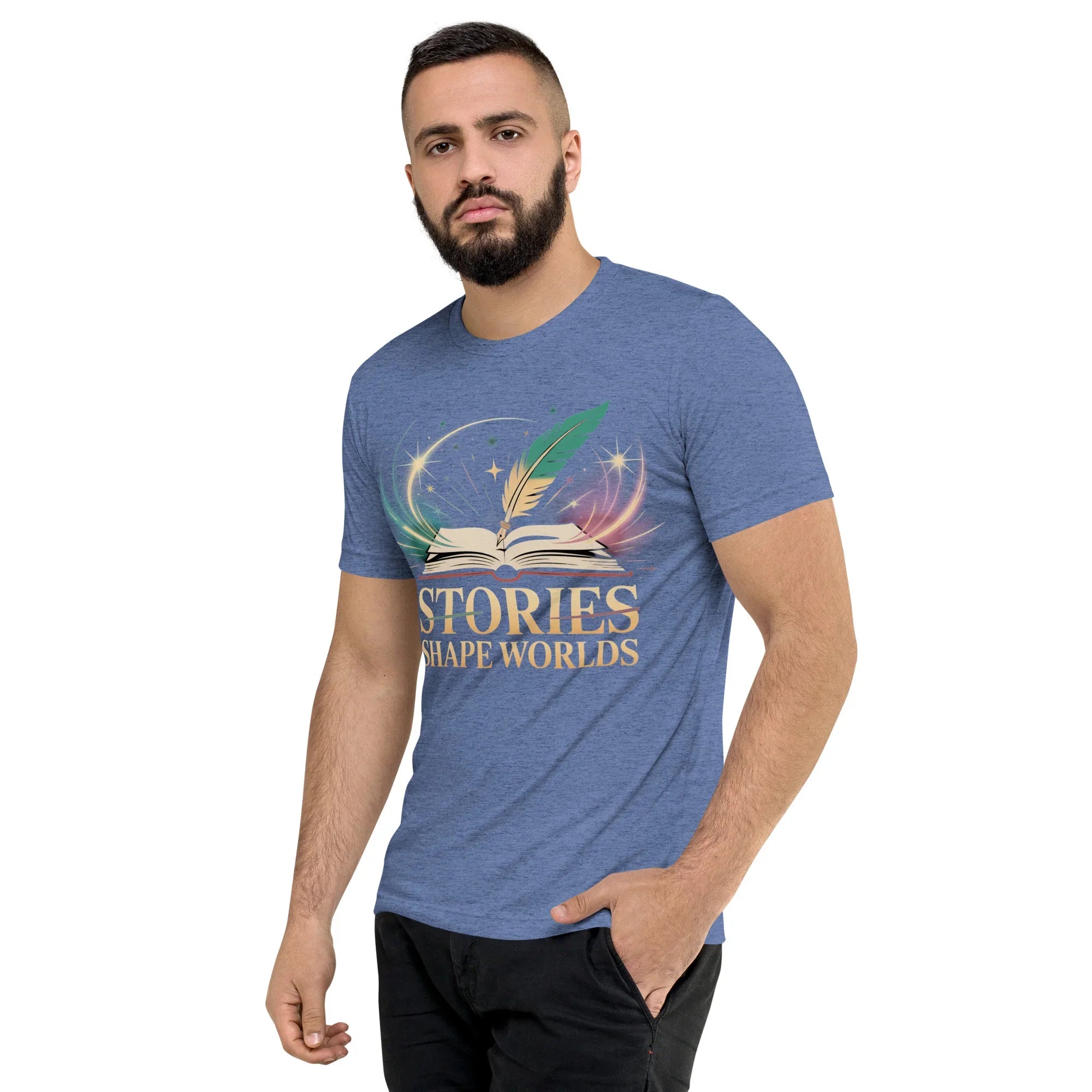 Storytelling T-Shirt – “Stories Shape Worlds” Fantasy Adventure Design - RaZits