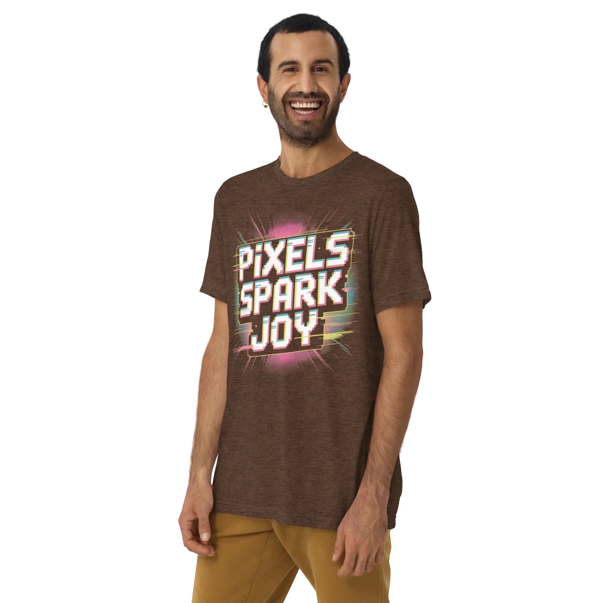 Pixels Spark Joy Pixel Gaming T Shirt – Retro Arcade Shooter Glitch Art Tee - RaZits