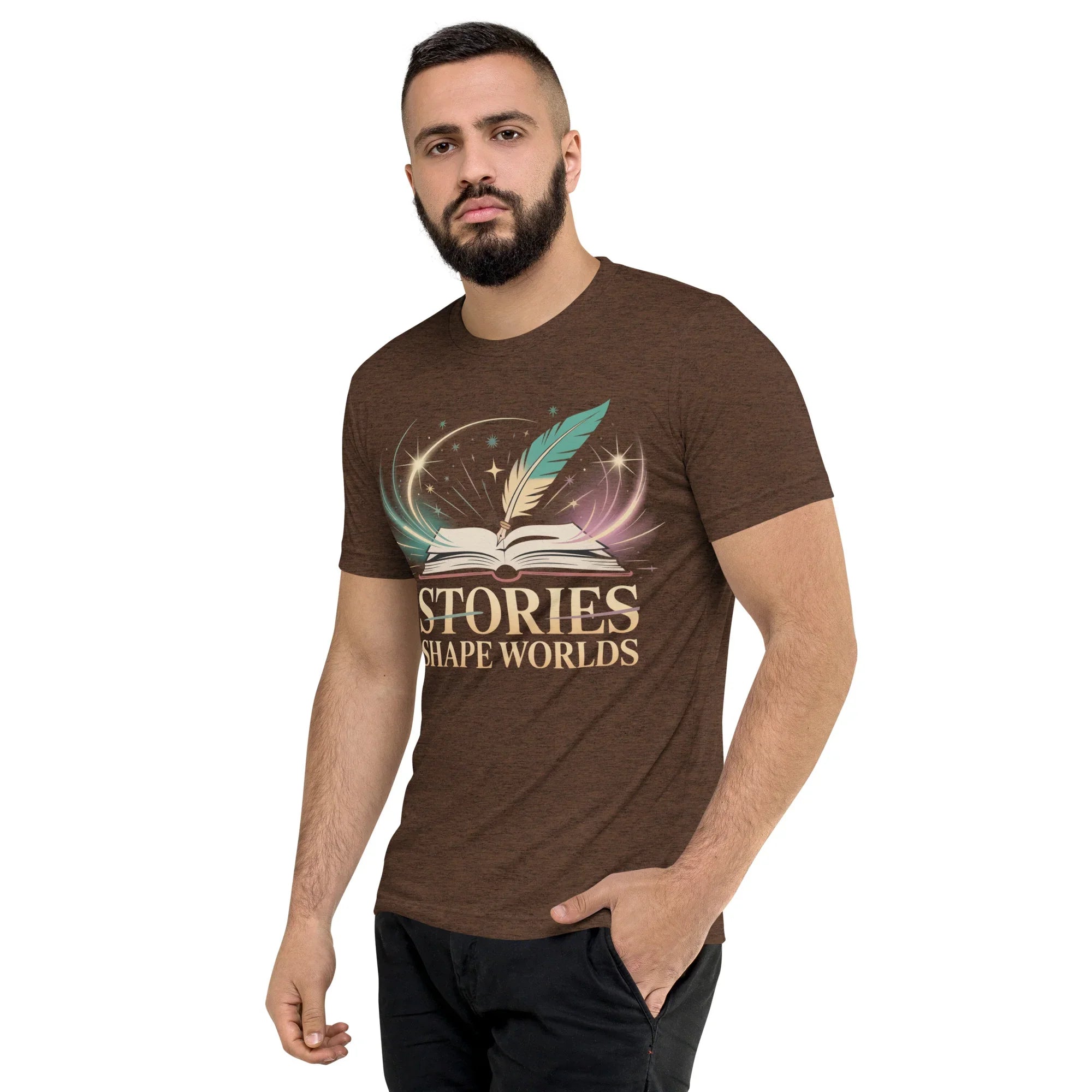 Storytelling T-Shirt – “Stories Shape Worlds” Fantasy Adventure Design - RaZits