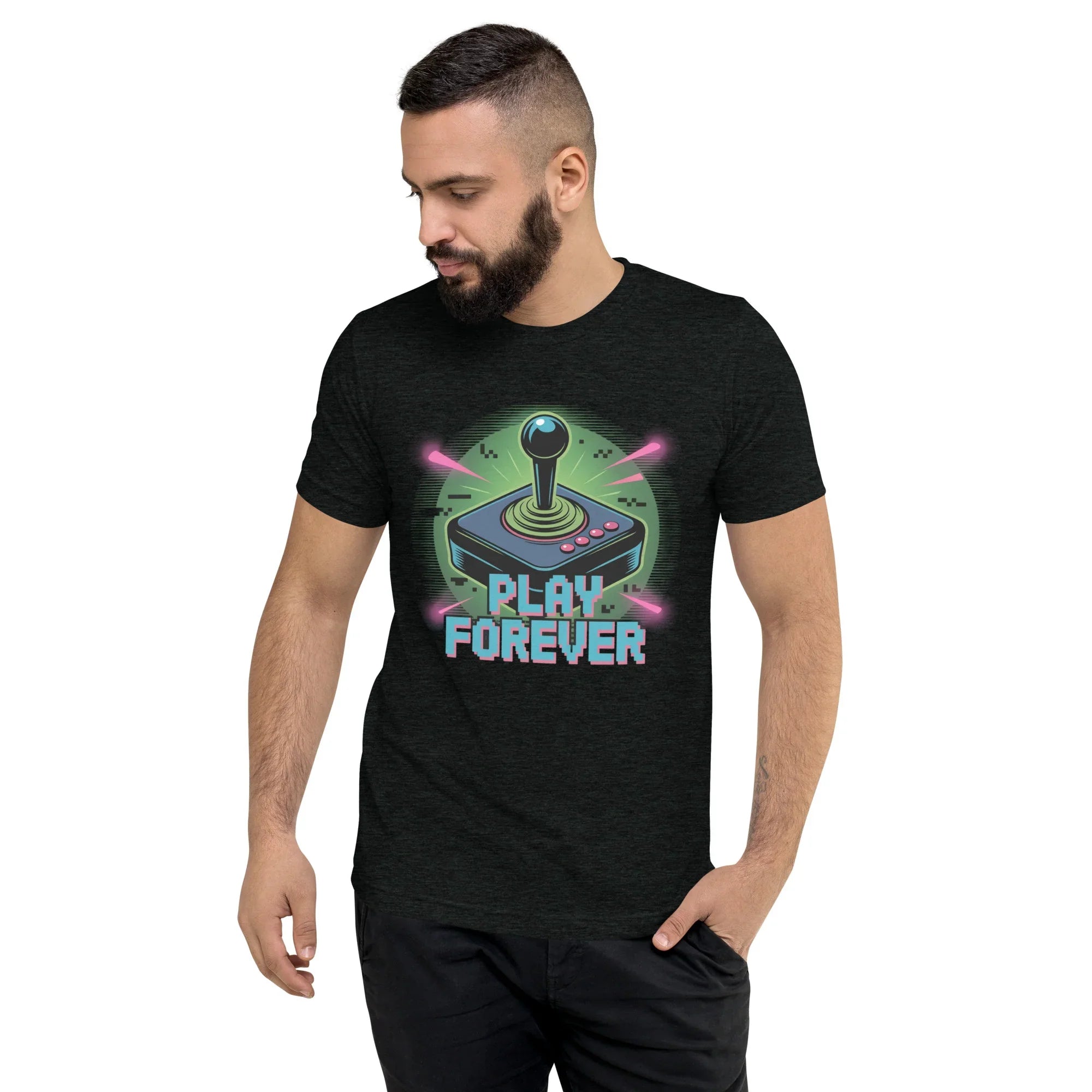 Play Forever Arcade Joystick T Shirt – Retro Shooter Gaming Tee - RaZits
