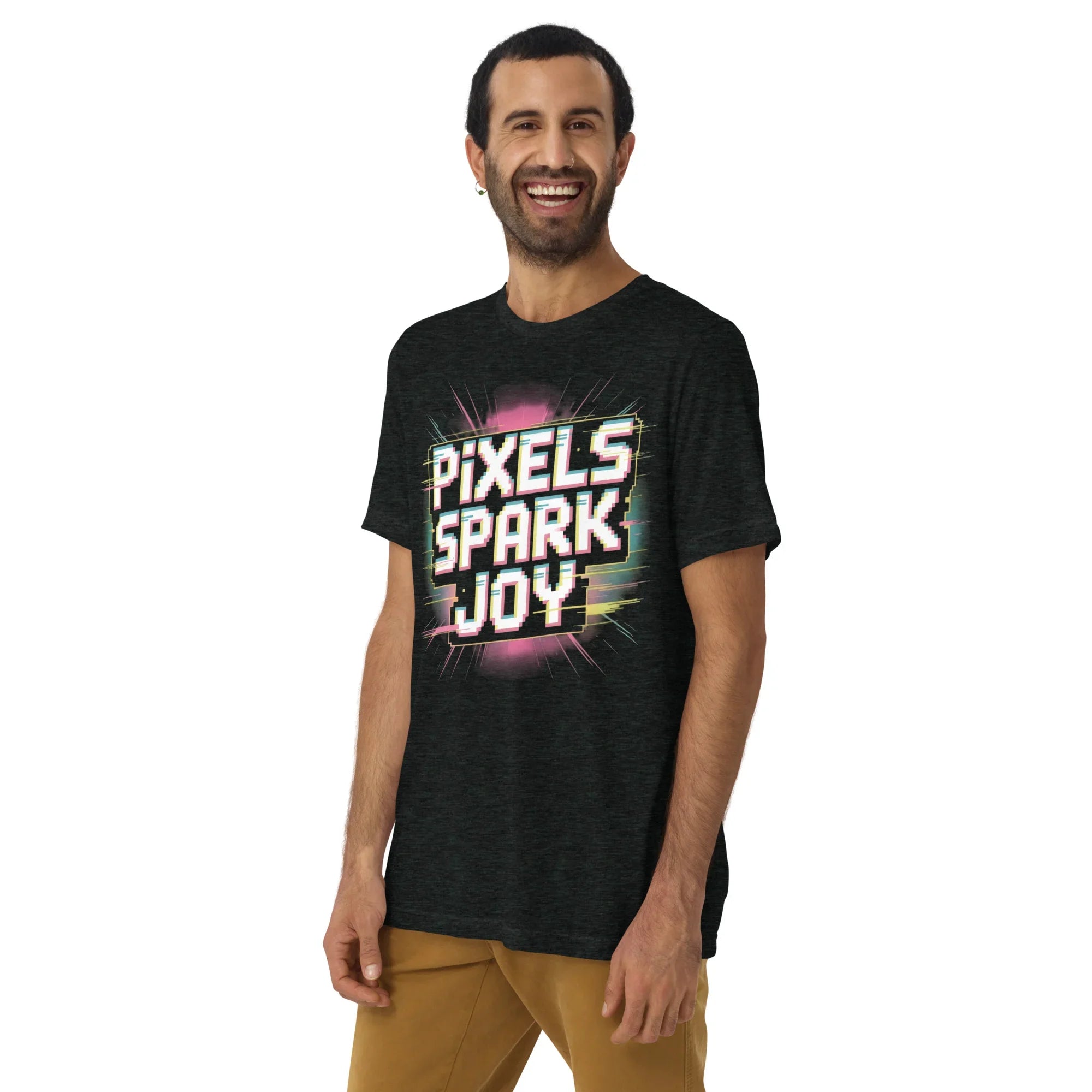 Pixels Spark Joy Pixel Gaming T Shirt – Retro Arcade Shooter Glitch Art Tee - RaZits