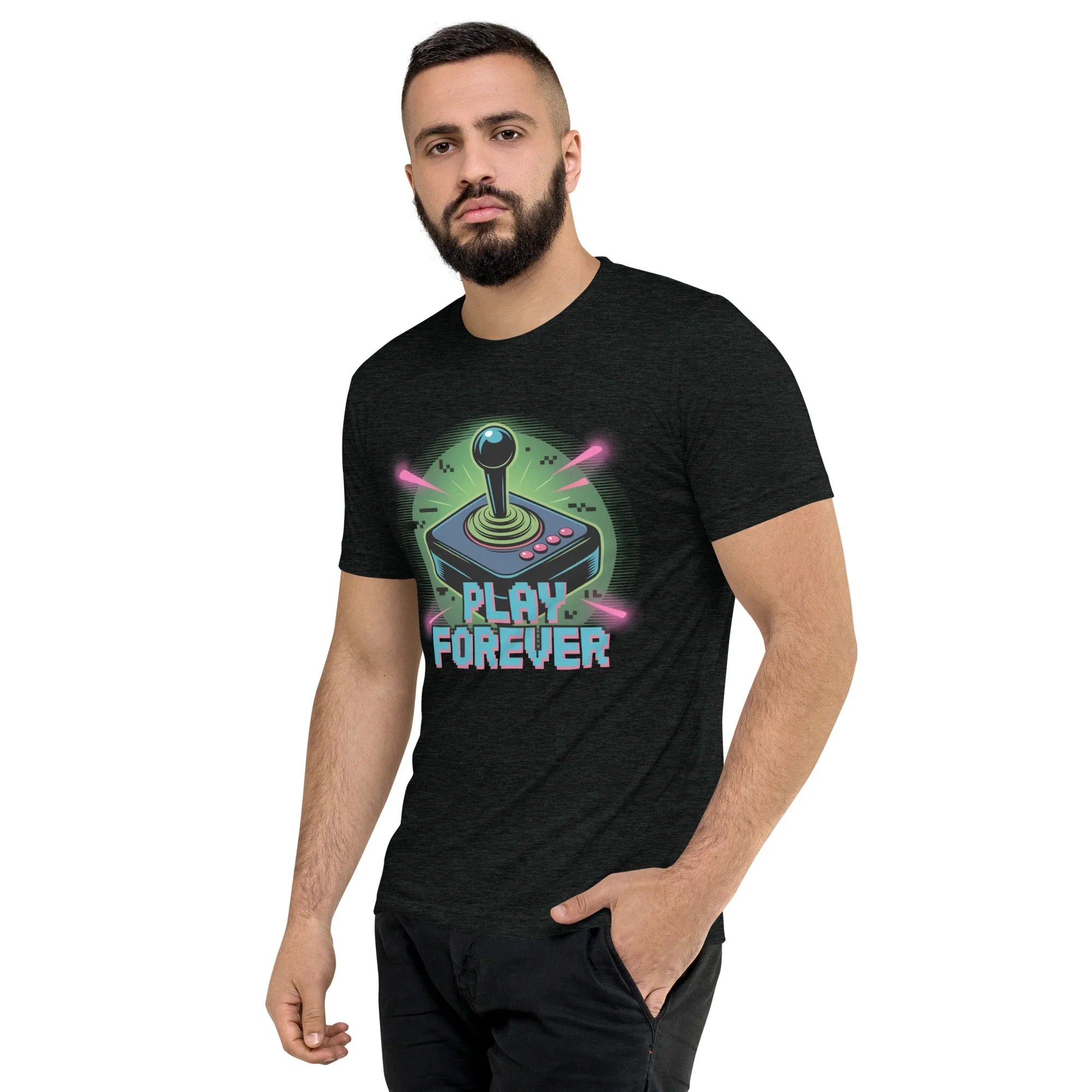 Play Forever Arcade Joystick T Shirt – Retro Shooter Gaming Tee - RaZits