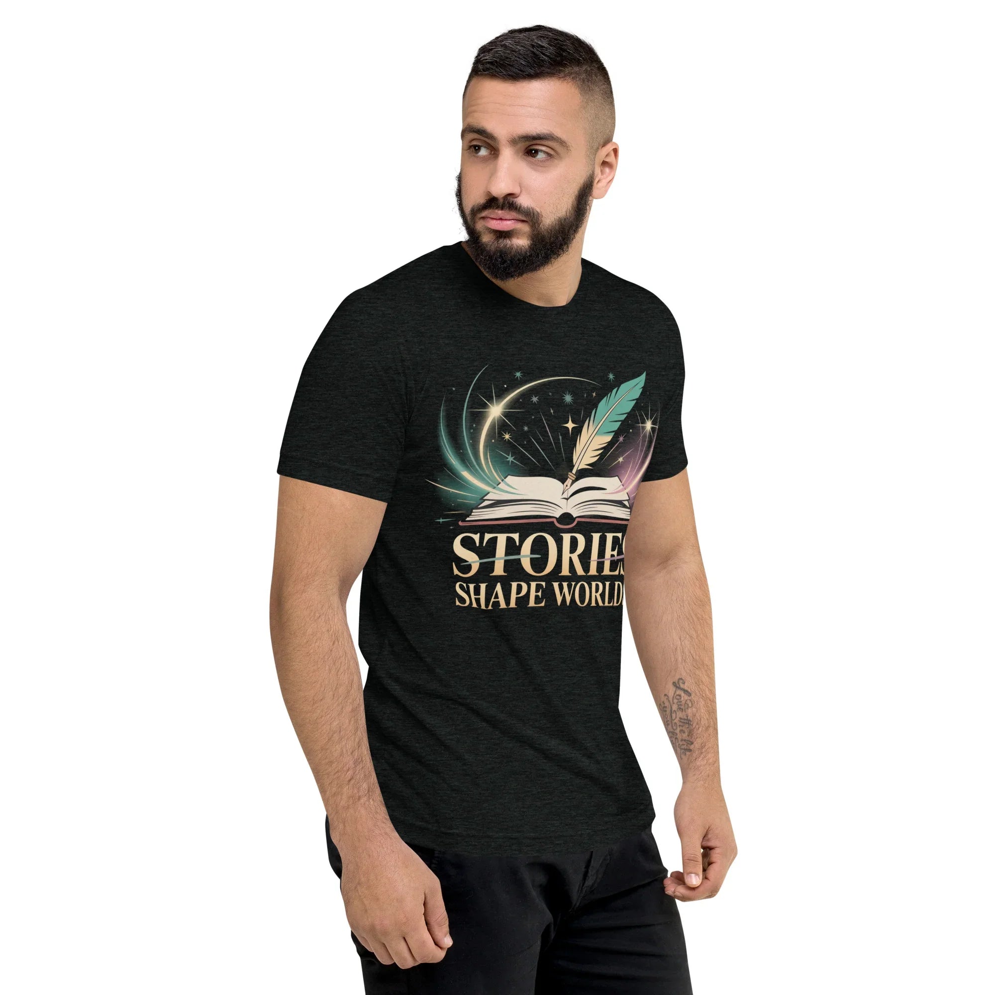 Storytelling T-Shirt – “Stories Shape Worlds” Fantasy Adventure Design - RaZits