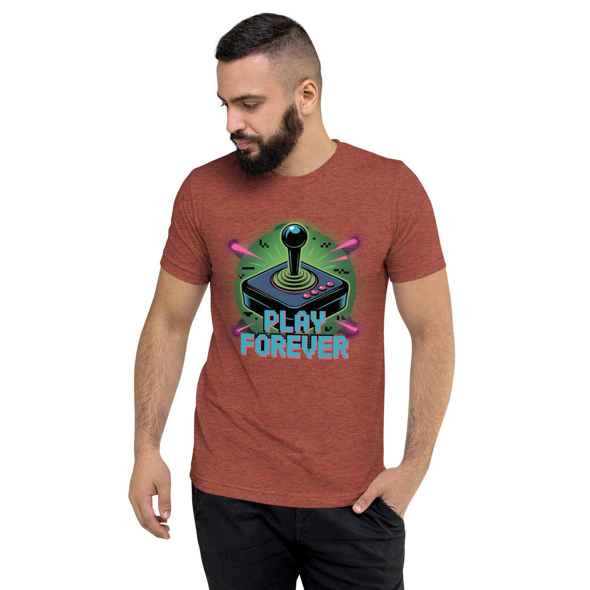 Play Forever Arcade Joystick T Shirt – Retro Shooter Gaming Tee - RaZits