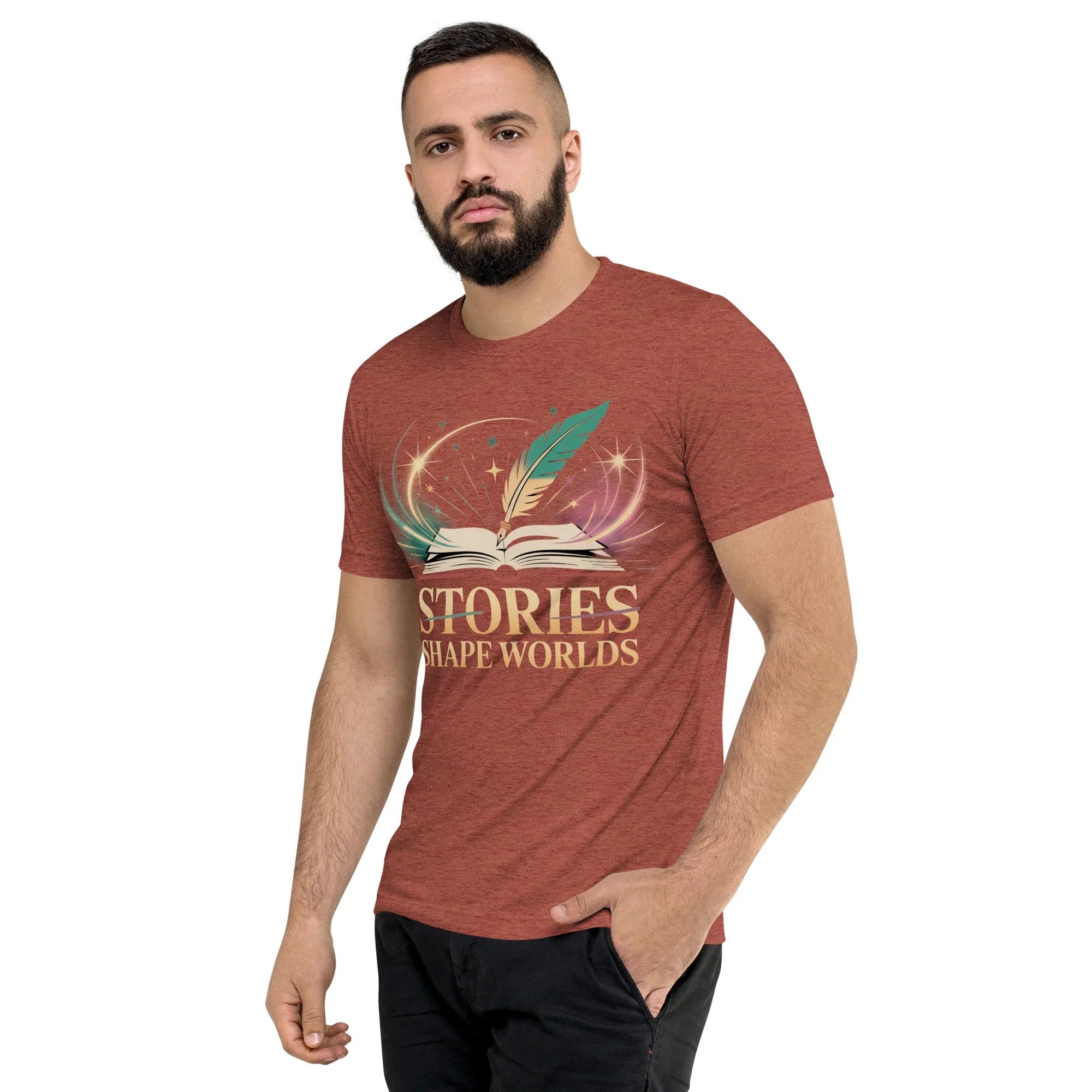 Storytelling T-Shirt – “Stories Shape Worlds” Fantasy Adventure Design - RaZits