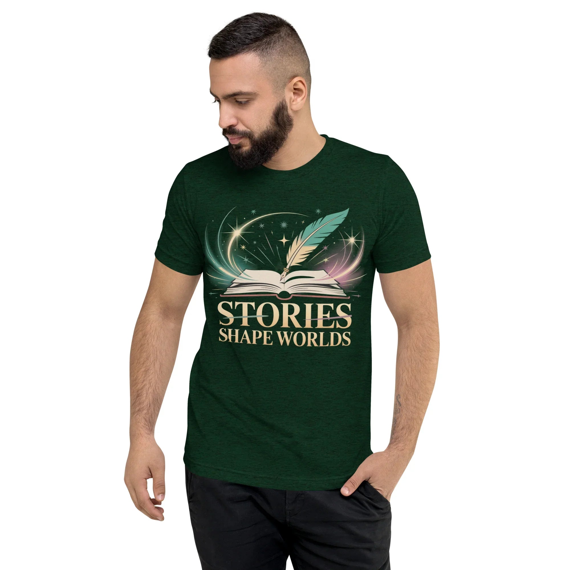 Storytelling T-Shirt – “Stories Shape Worlds” Fantasy Adventure Design - RaZits