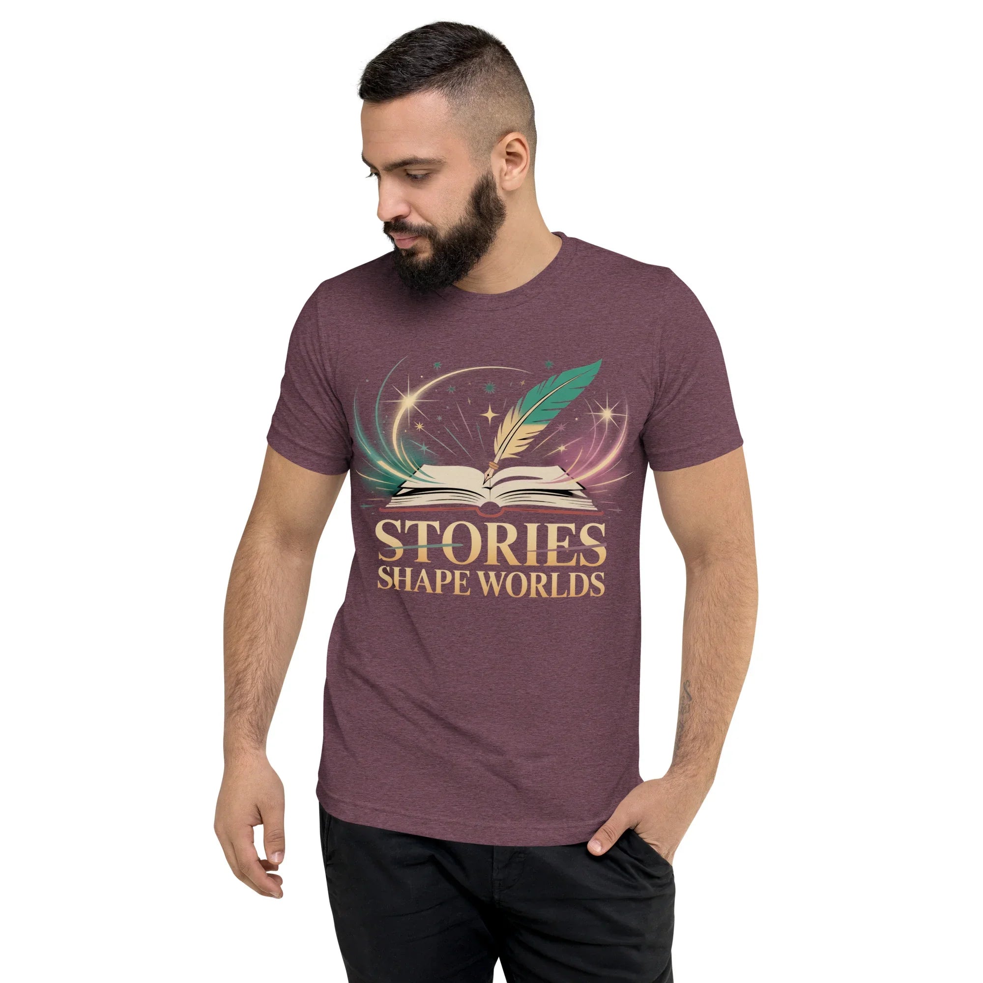 Storytelling T-Shirt – “Stories Shape Worlds” Fantasy Adventure Design - RaZits