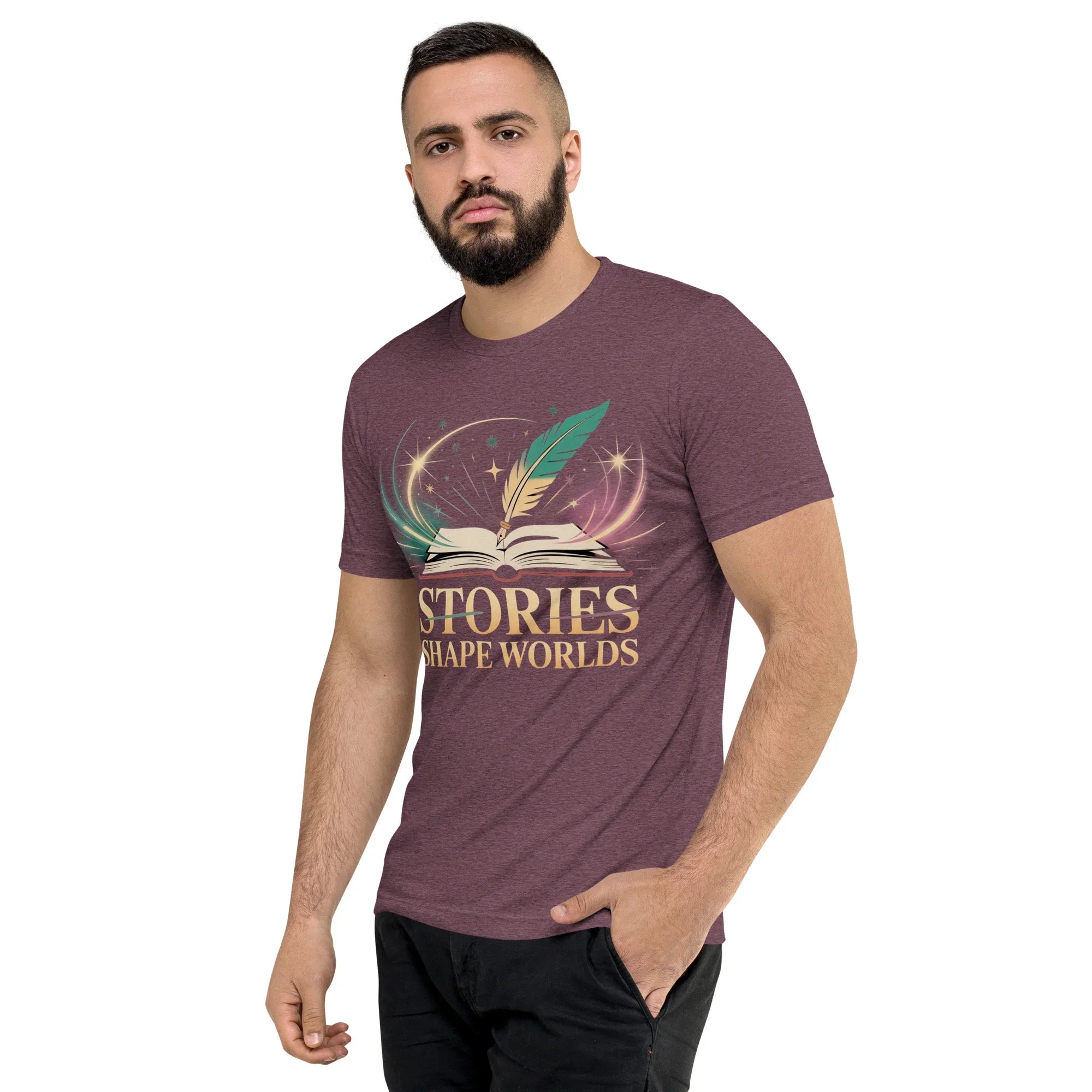 Storytelling T-Shirt – “Stories Shape Worlds” Fantasy Adventure Design - RaZits