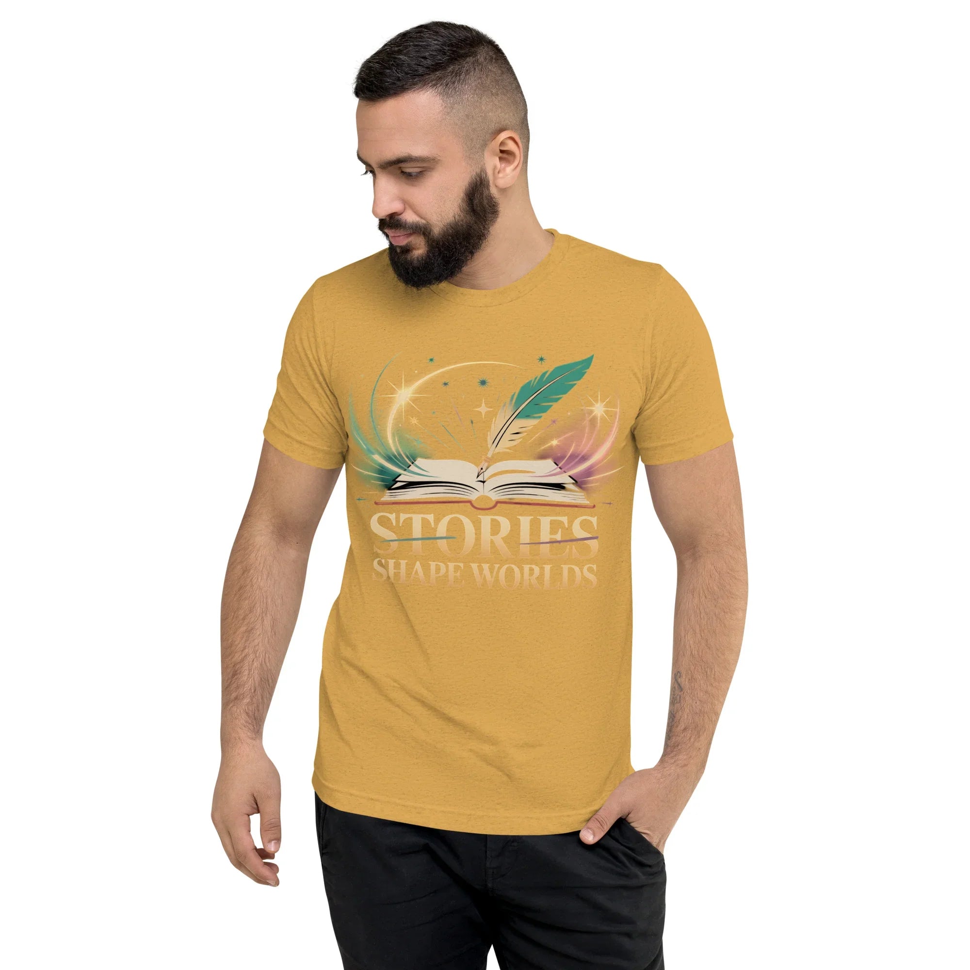 Storytelling T-Shirt – “Stories Shape Worlds” Fantasy Adventure Design - RaZits