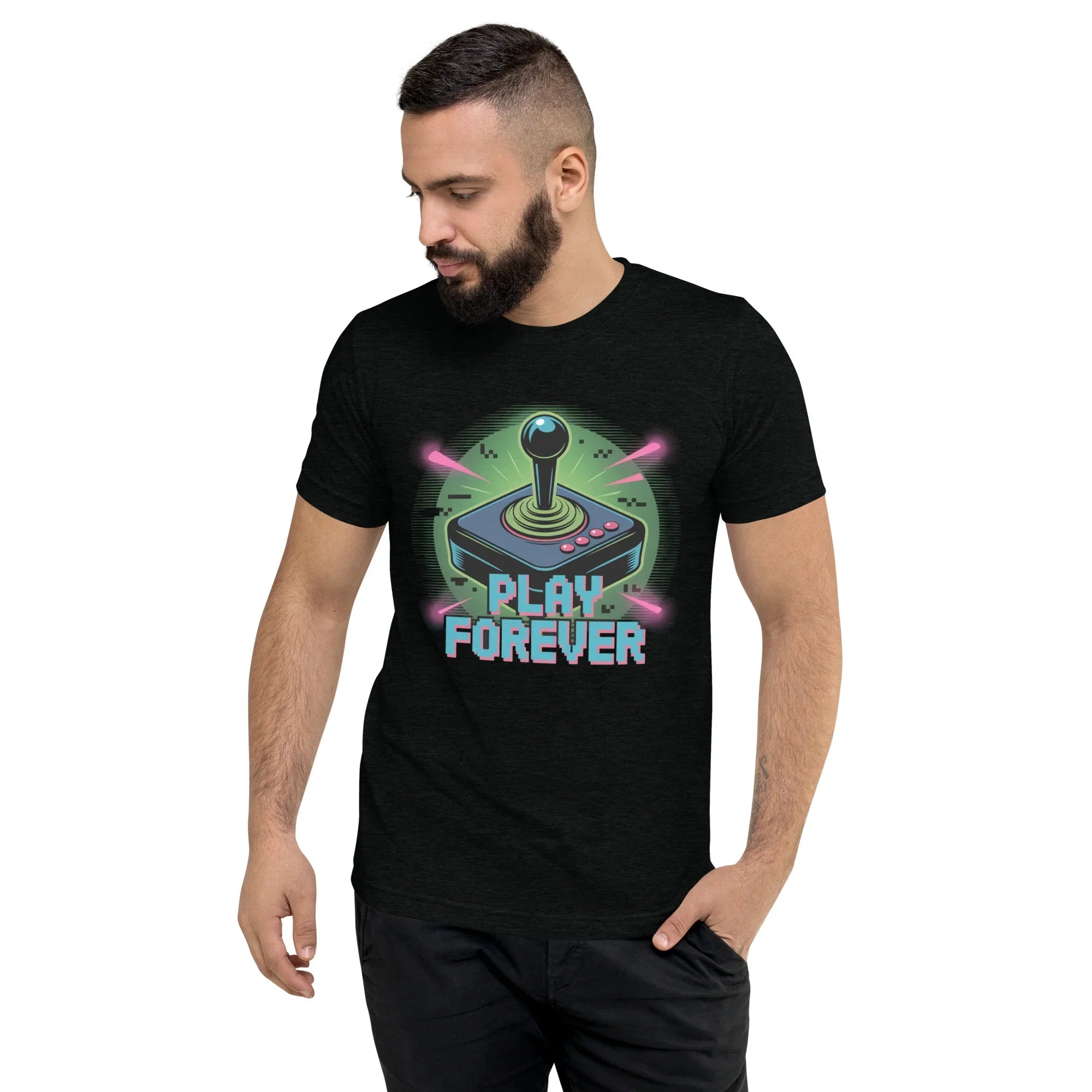Play Forever Arcade Joystick T Shirt – Retro Shooter Gaming Tee - RaZits
