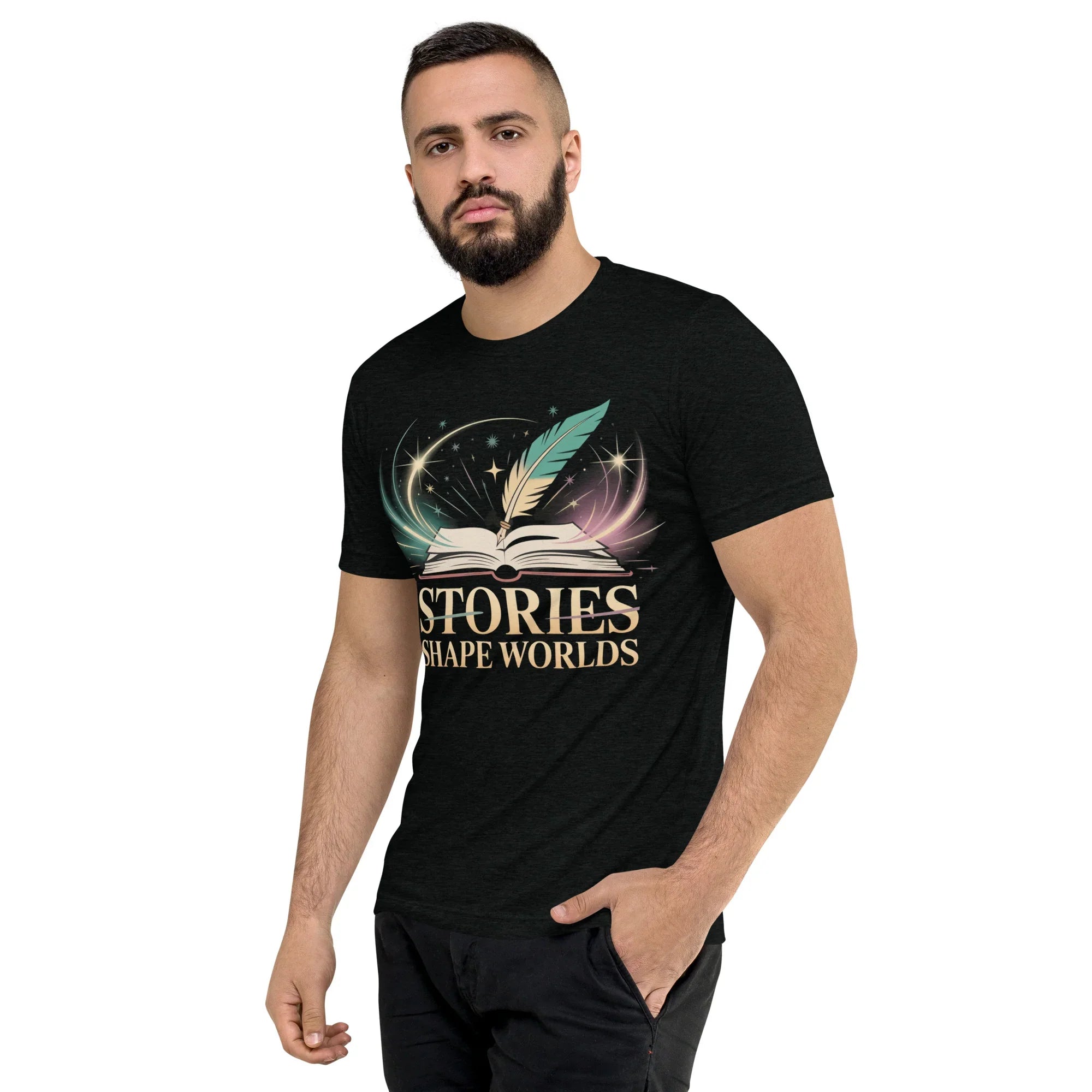 Storytelling T-Shirt – “Stories Shape Worlds” Fantasy Adventure Design - RaZits