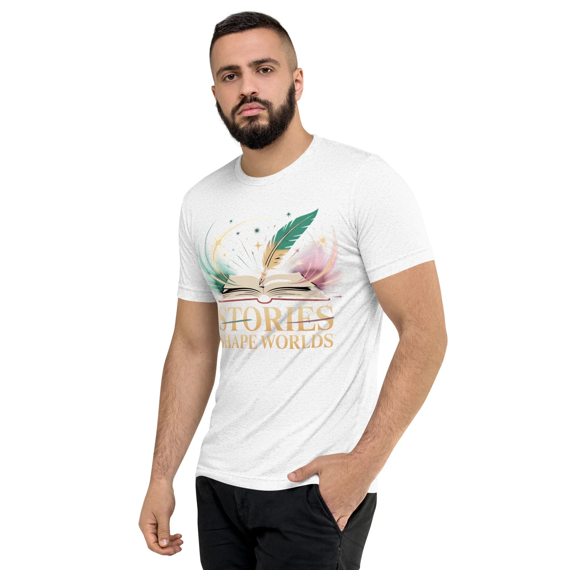 Storytelling T-Shirt – “Stories Shape Worlds” Fantasy Adventure Design - RaZits