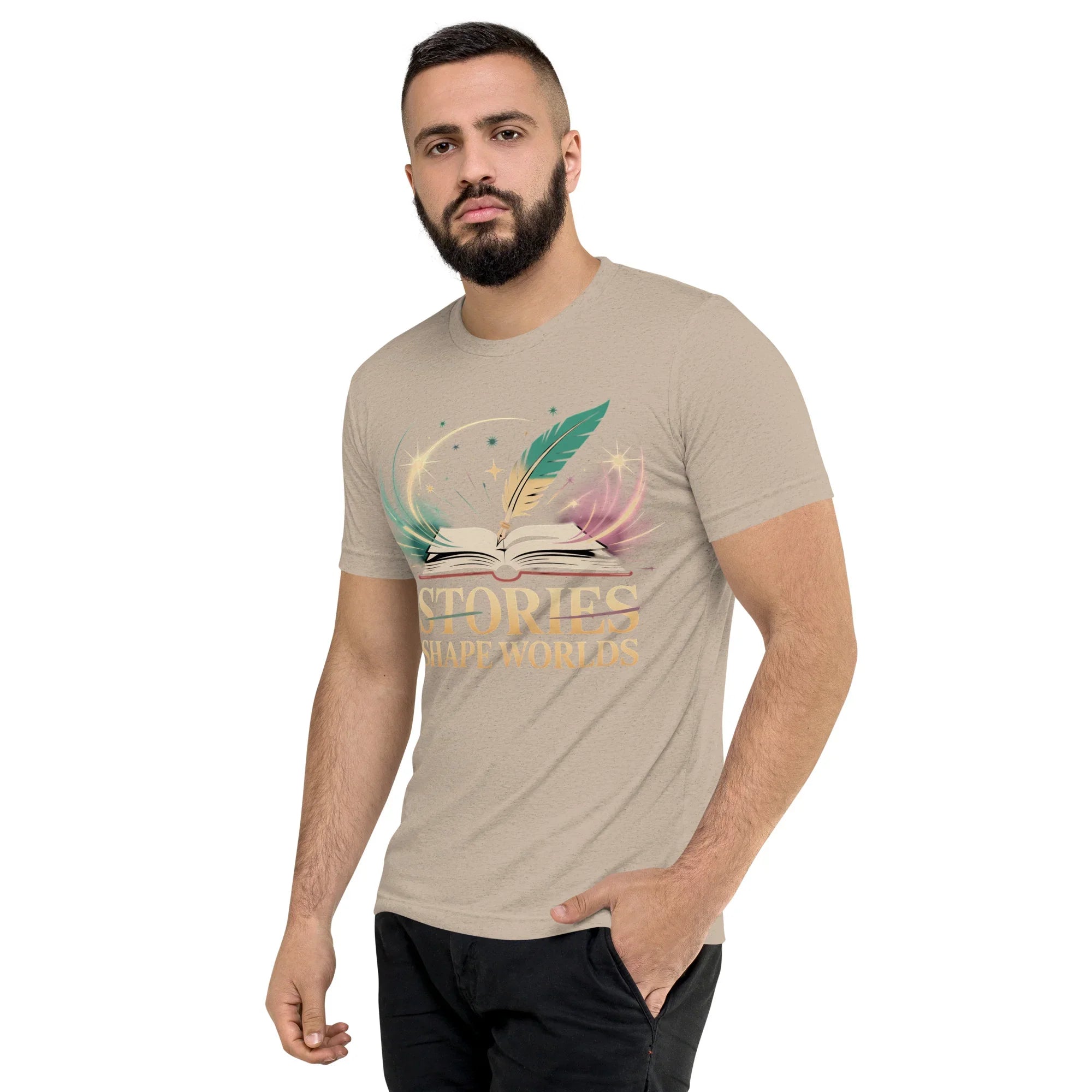 Storytelling T-Shirt – “Stories Shape Worlds” Fantasy Adventure Design - RaZits
