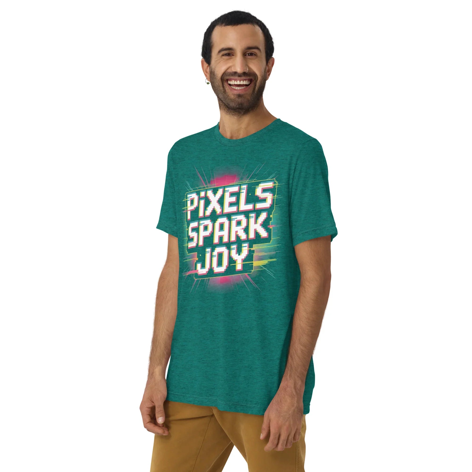 Pixels Spark Joy Pixel Gaming T Shirt – Retro Arcade Shooter Glitch Art Tee - RaZits
