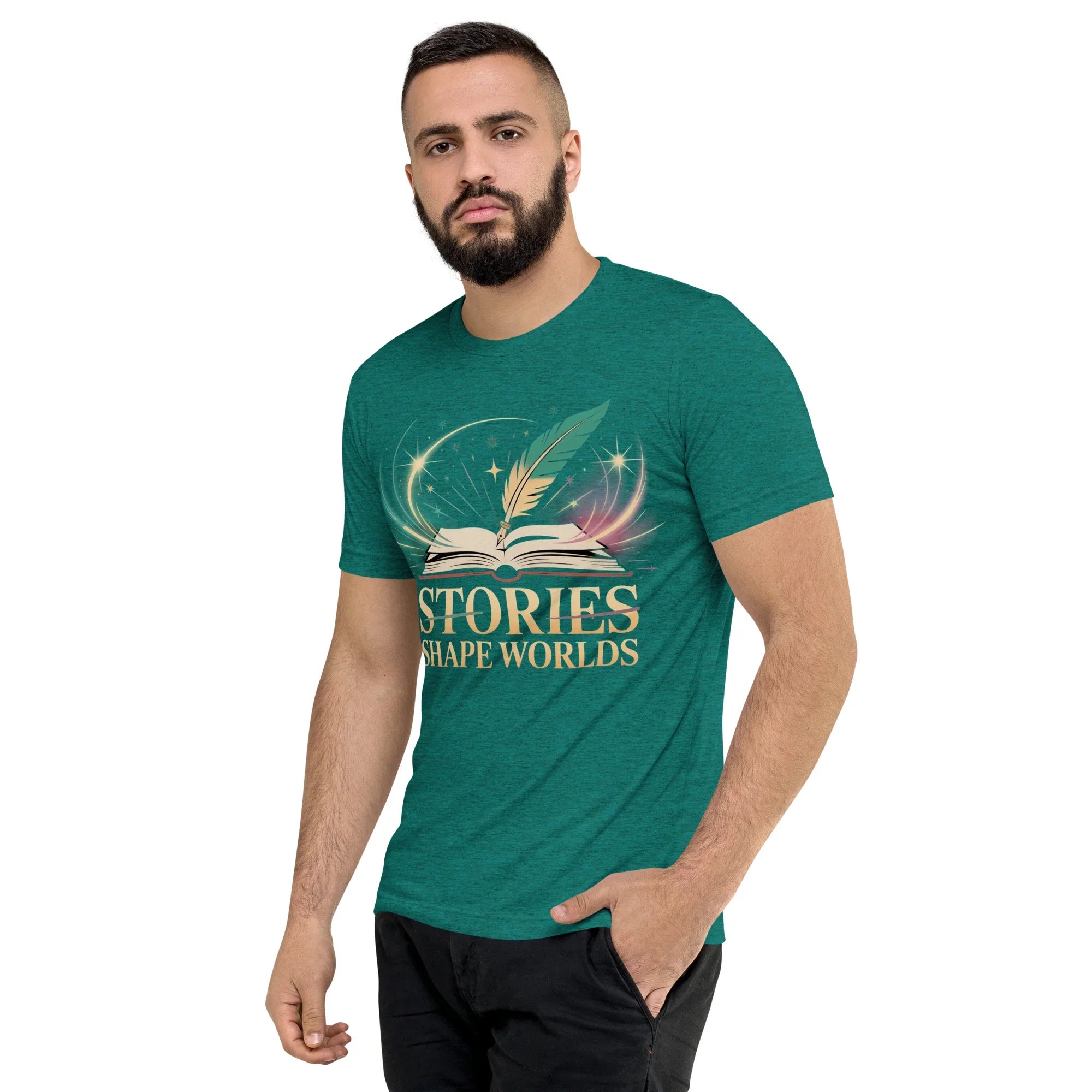 Storytelling T-Shirt – “Stories Shape Worlds” Fantasy Adventure Design - RaZits