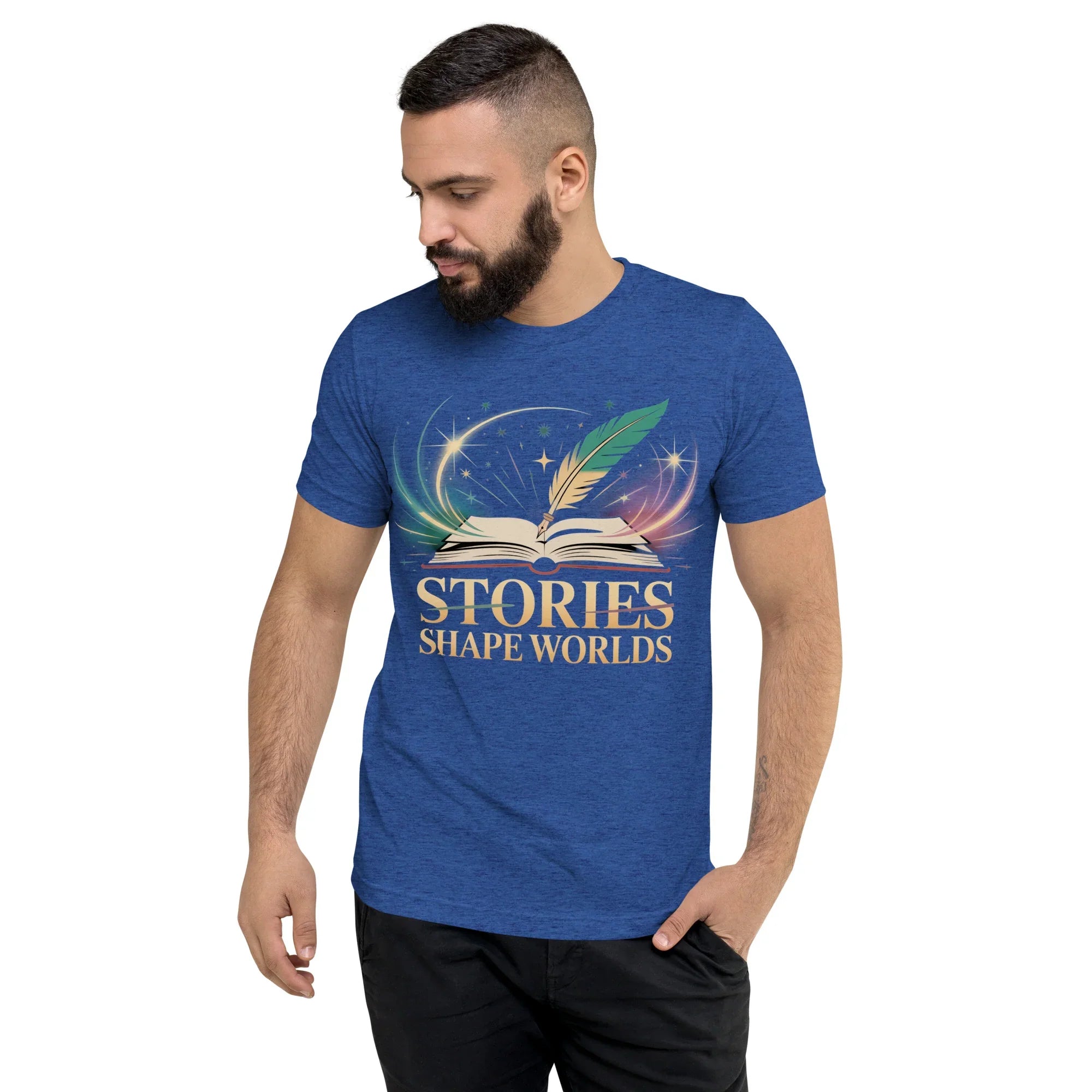 Storytelling T-Shirt – “Stories Shape Worlds” Fantasy Adventure Design - RaZits