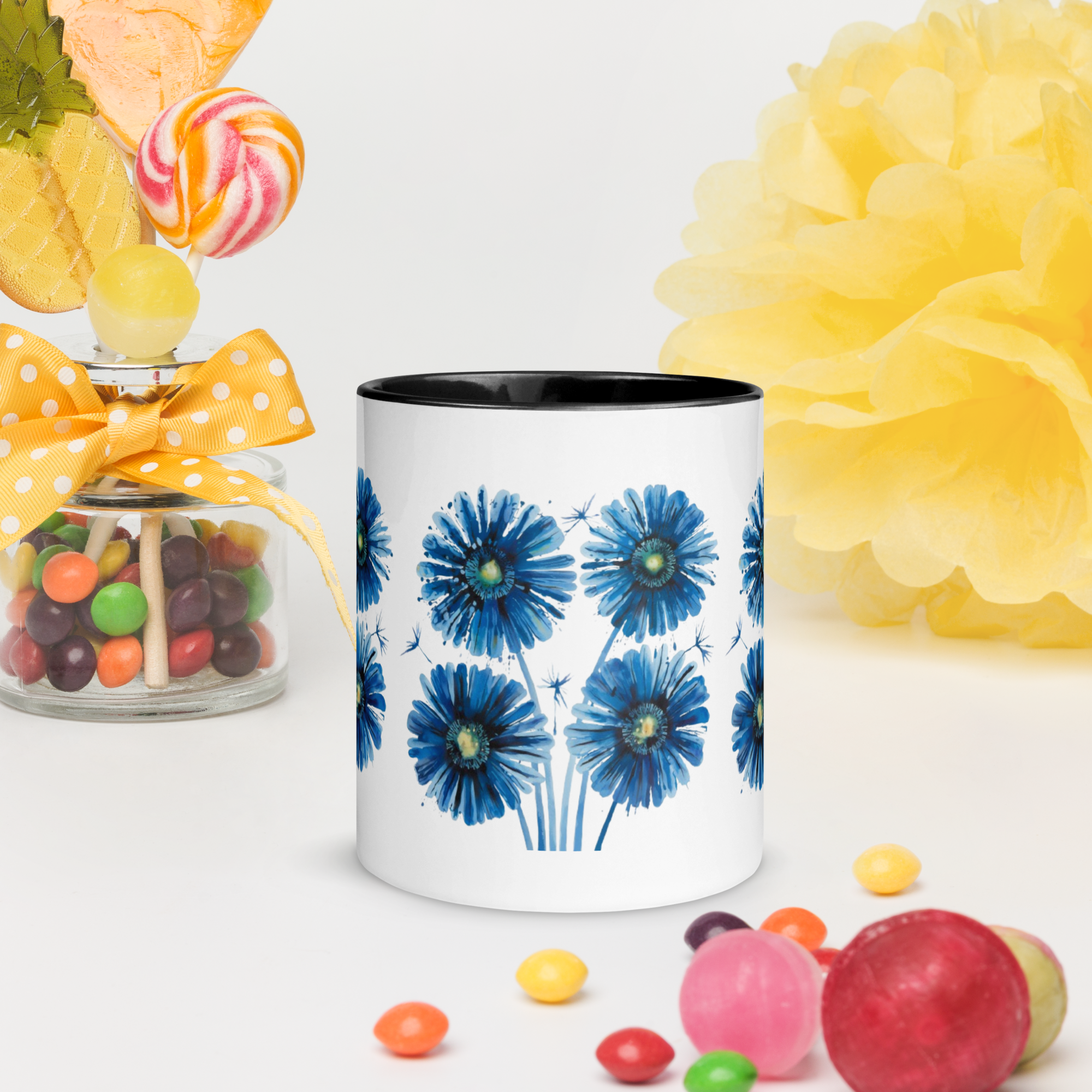 Blue Painting Coffee Mug – Artistic Ceramic Mug with Color Inside Description:.